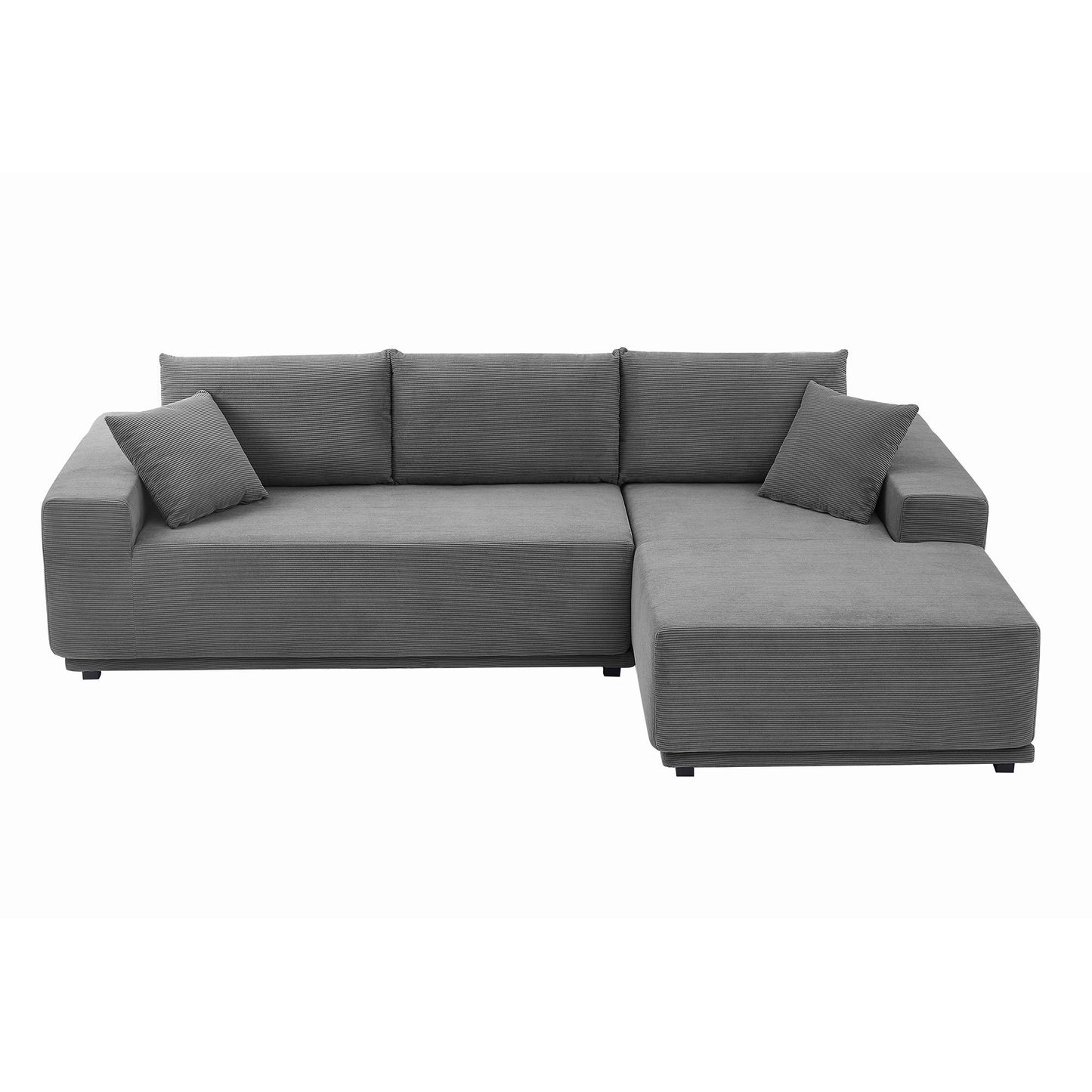 Novella Modern Corduroy Upholstered Sectional Sofa, Gray