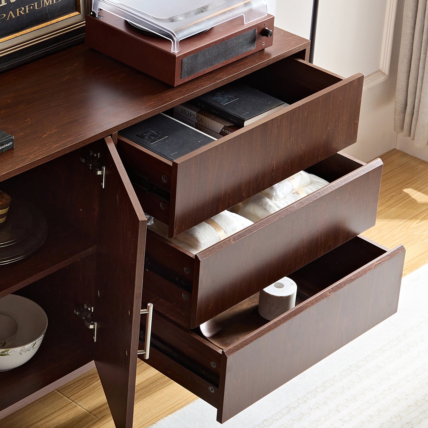 Sadie Mid-Century Modern Cabinet in Walnut