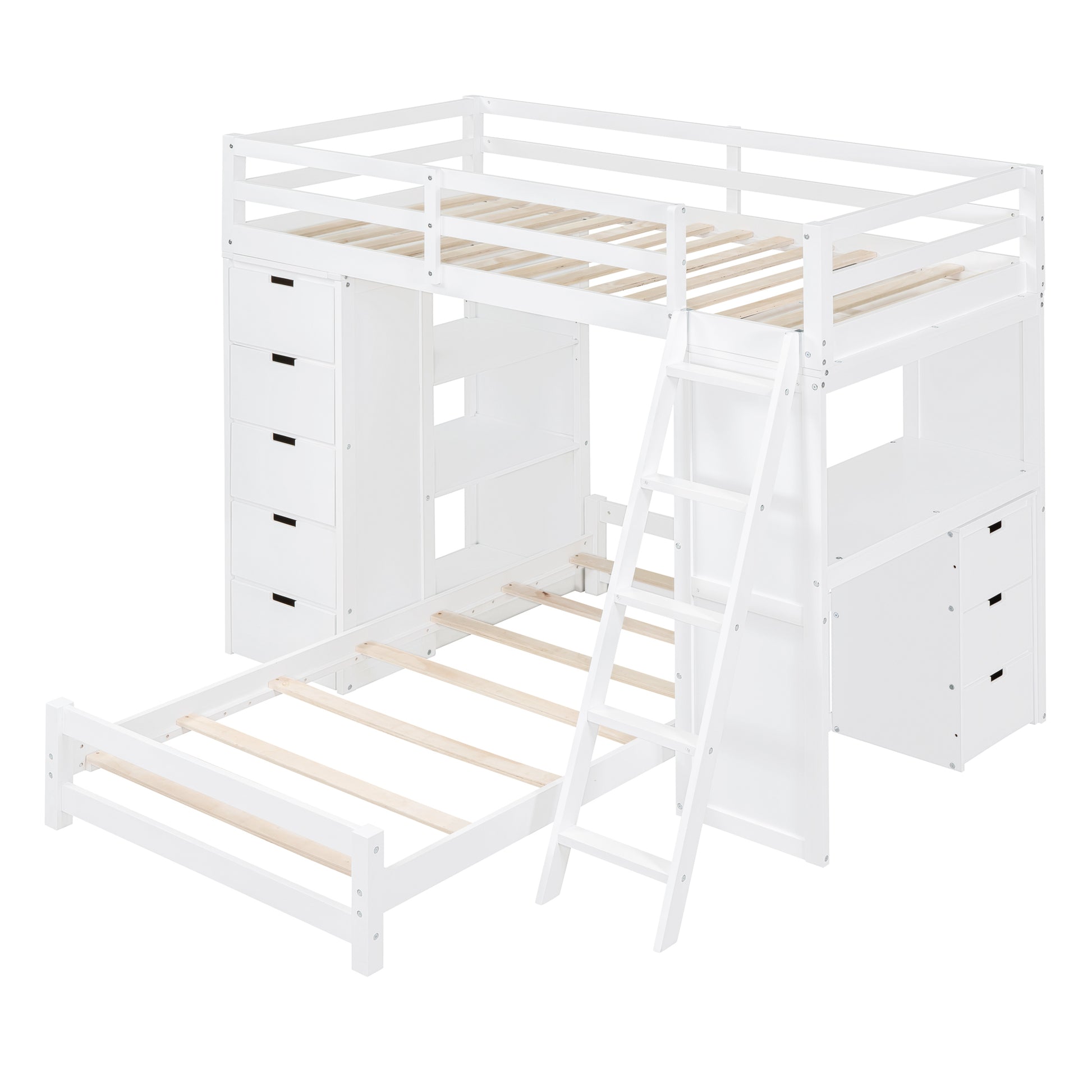 Ward Twin over Twin Bunk Bed with LED Light and USB Ports, White