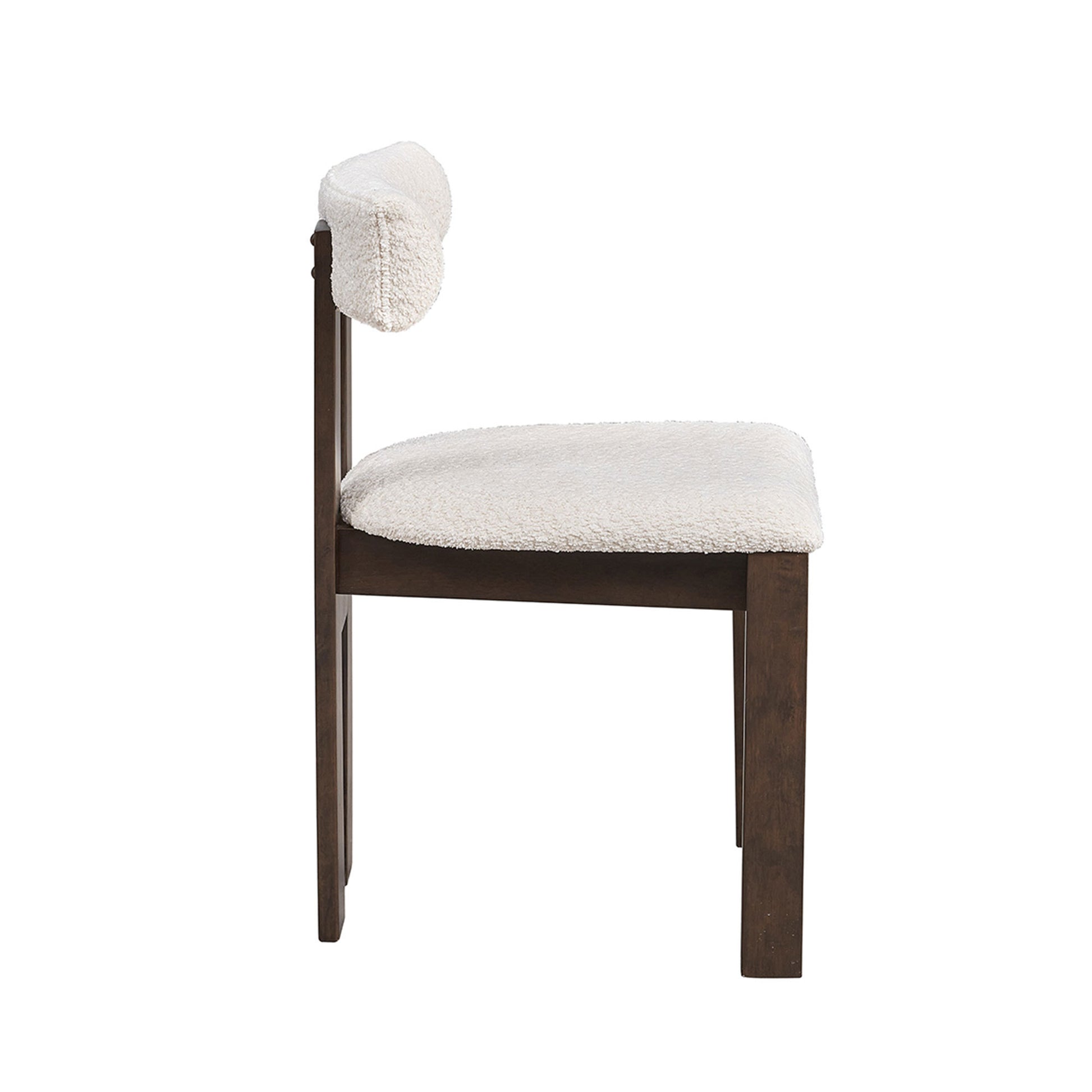 Bernadette Mid-Century Modern Side Chairs with Boucle Upholstery & Solid Wood Frame Set of 2 Brown