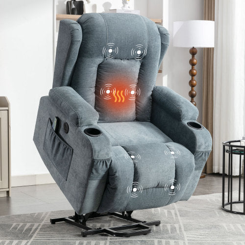 Whitlea Power Lift Recliner with Infinite Position, Heat, & Massage, Gray