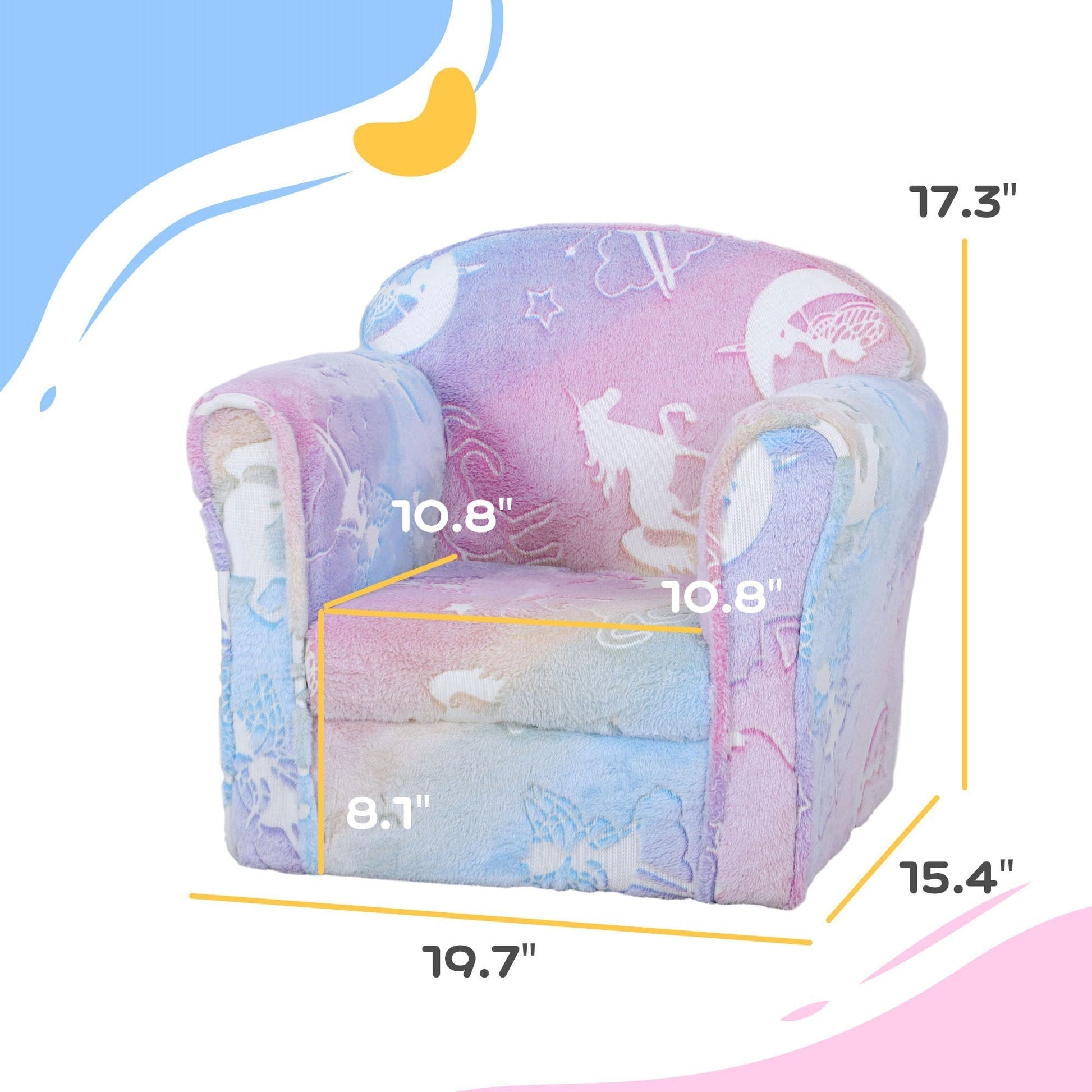 Kids Sofa Chair with Washable Cover & Glow in the Dark Fairy Design