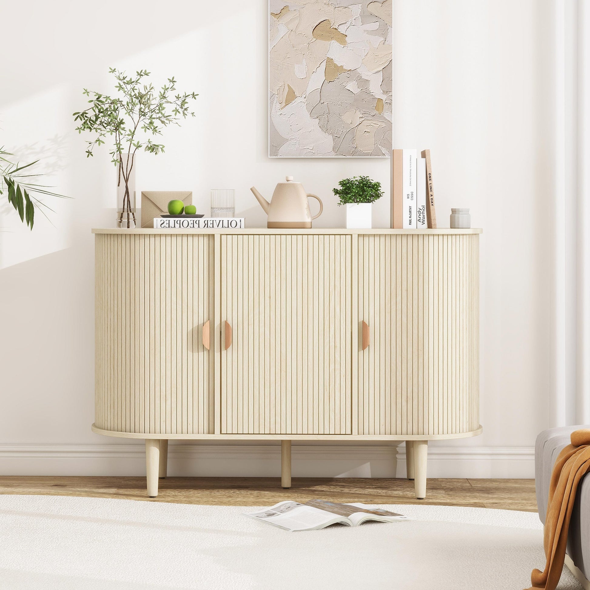 Braxton Modern 3-door Sideboard Cabinet, Natural