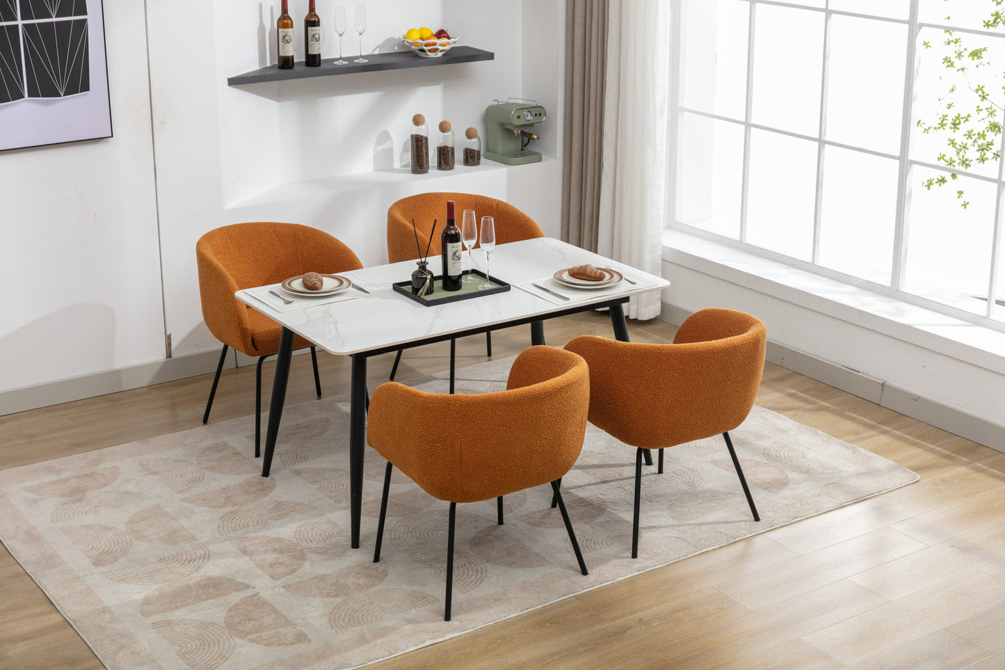 Lindy Modern Boucle Dining Chairs Set of 2 Ginger