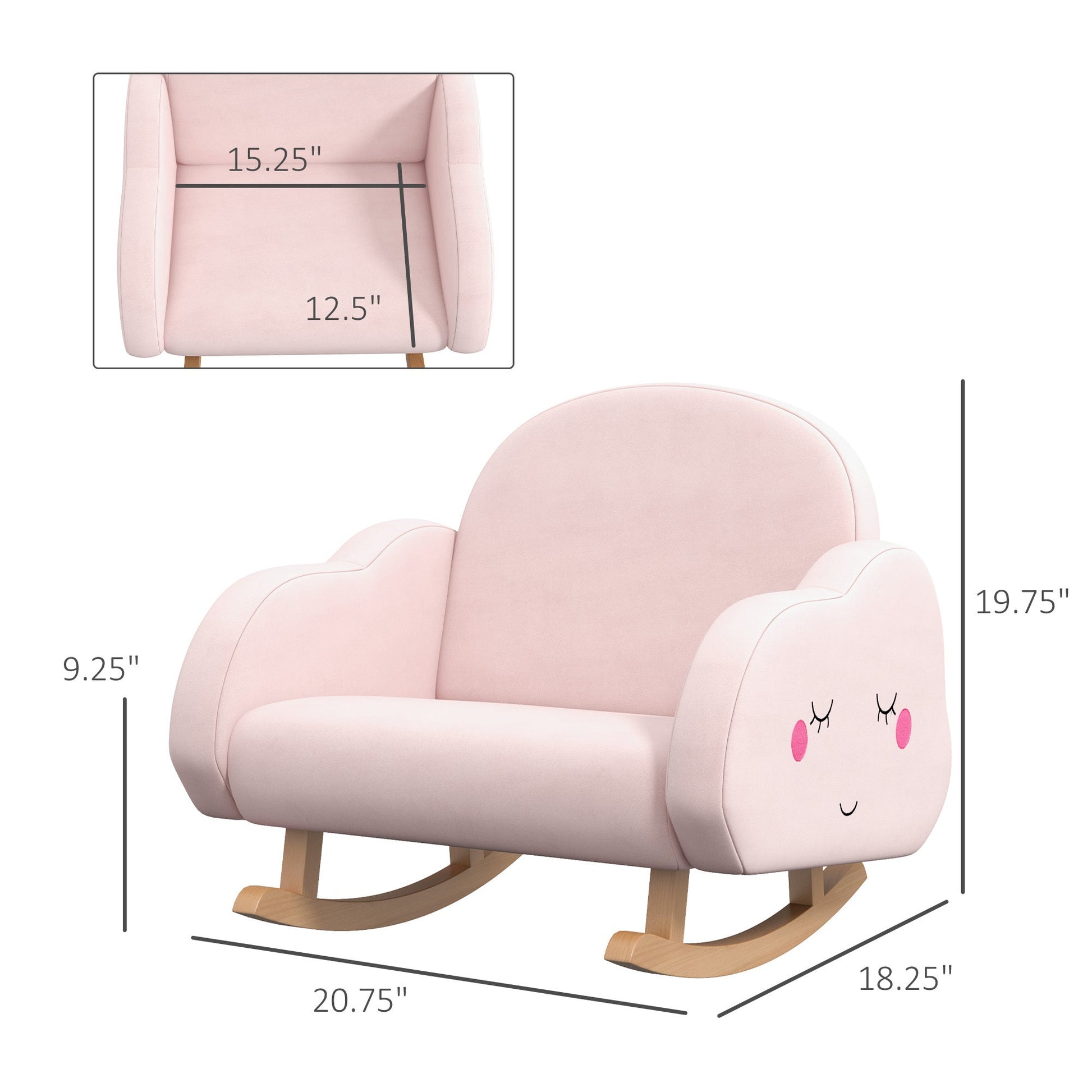 Paula Kids Rocking Chair, Cloud Shaped Children Rocker Armchair