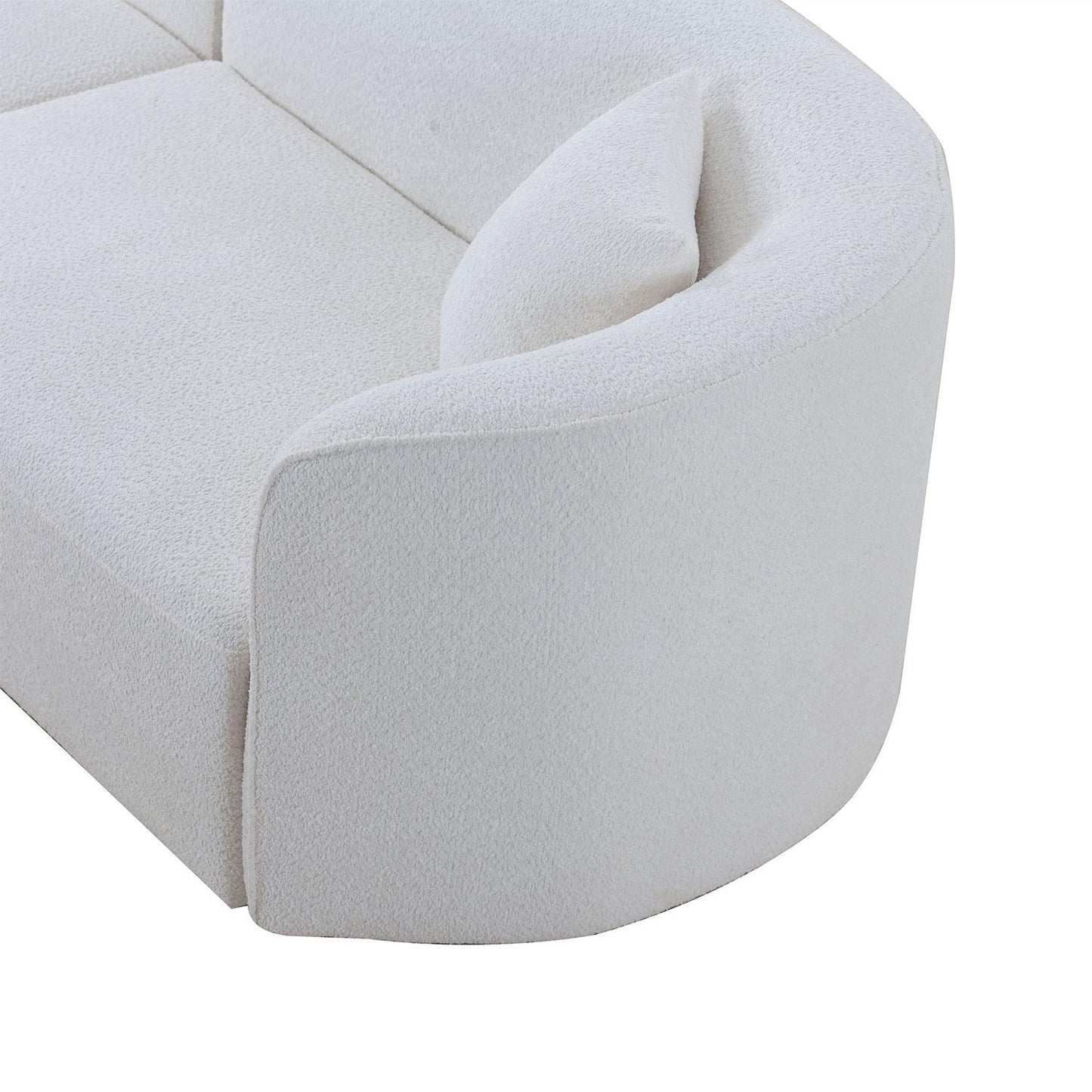 Jove Modern Curved Sectional in White Boucle