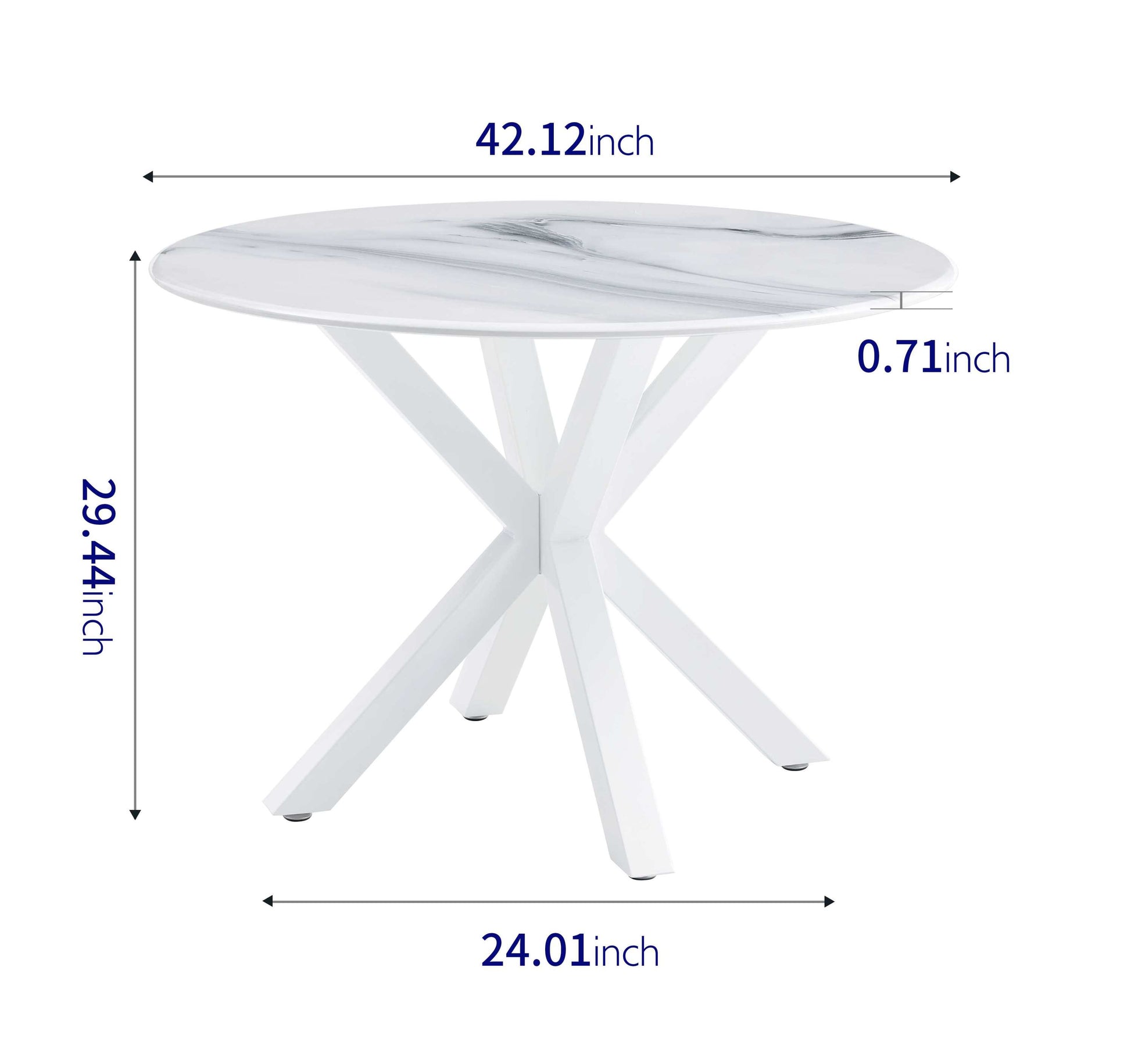 Willow Mid-Century Modern 42.1" White Round Pedestal Dining Table