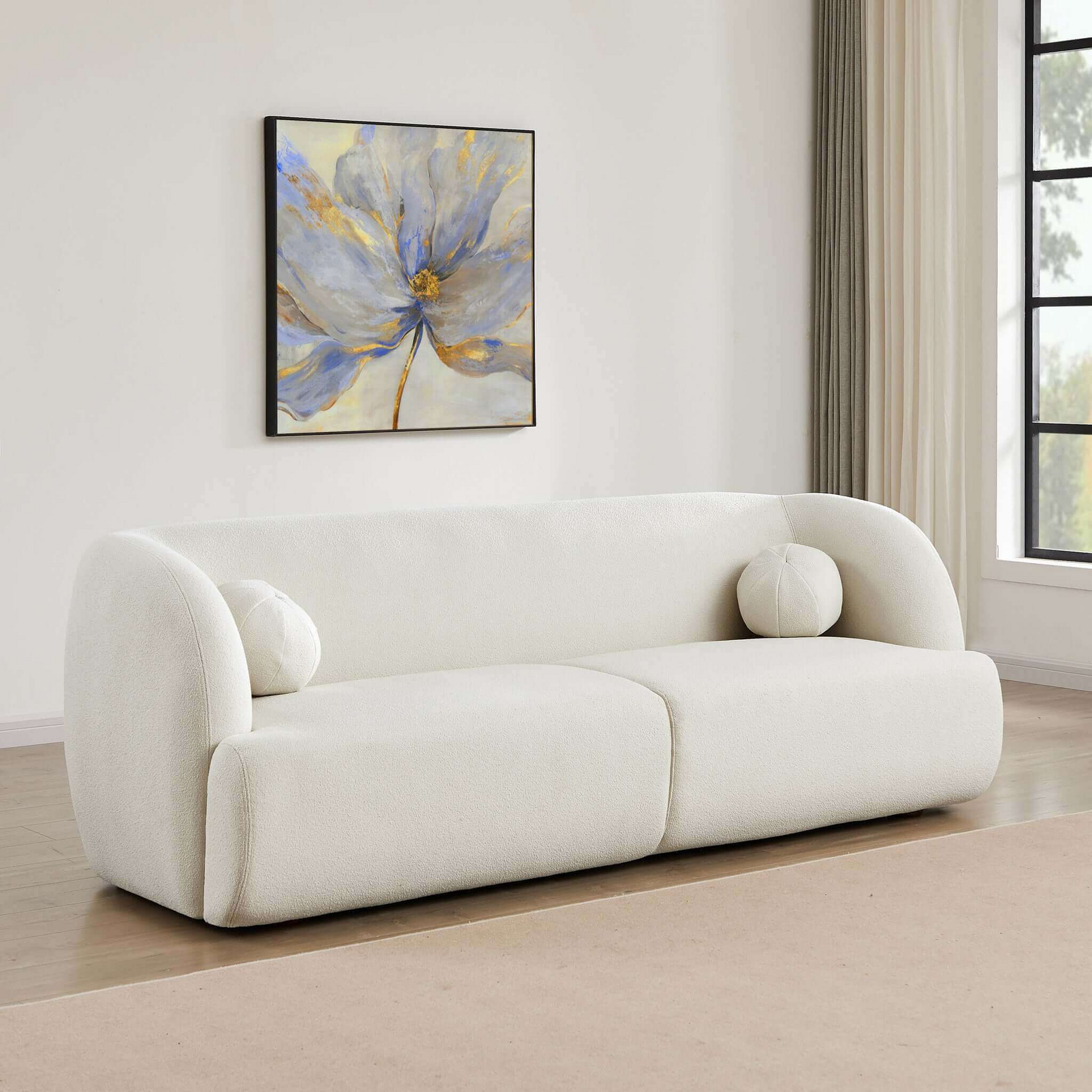 Anna Modern White Boucle Upholstered Sofa