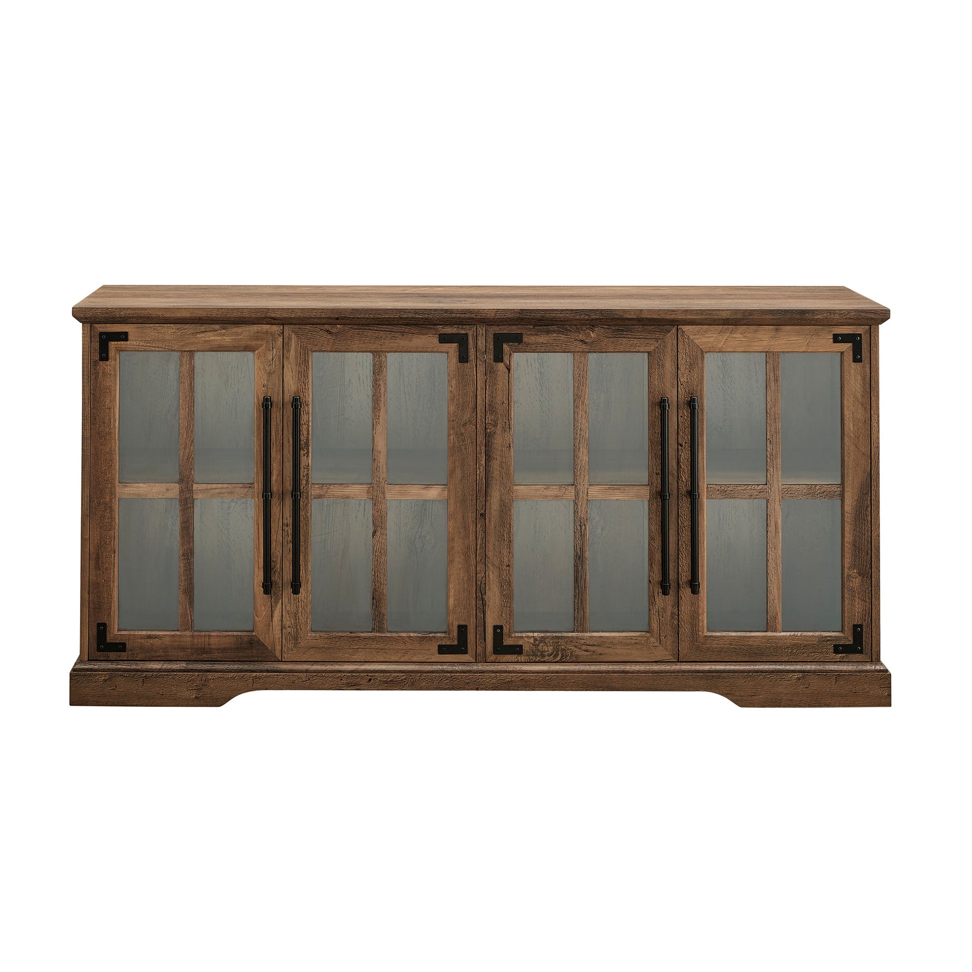 Kaia Modern Farmhouse Windowpane Glass-Door TV Stand for TVs up to 65" - Rustic Oak