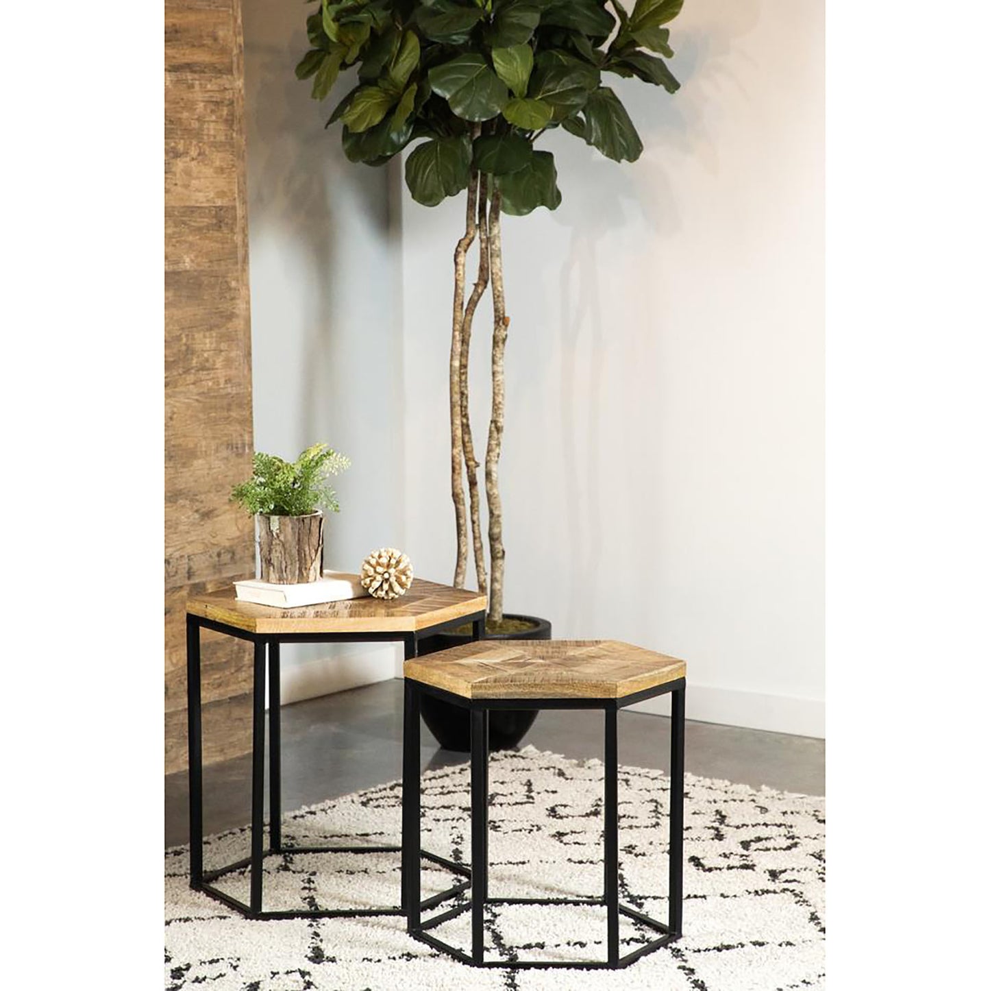 Natural and Black 2-Piece Nesting Table