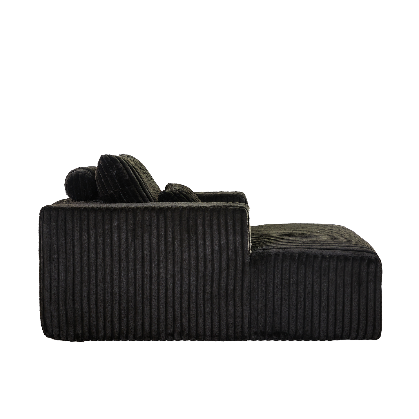 Pelton 62.5" Corduroy Upholstered Chaise Lounge, Black