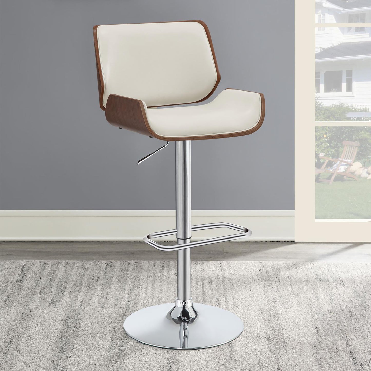 Sable Ecru and Chrome Adjustable Bar Stool Set of 1