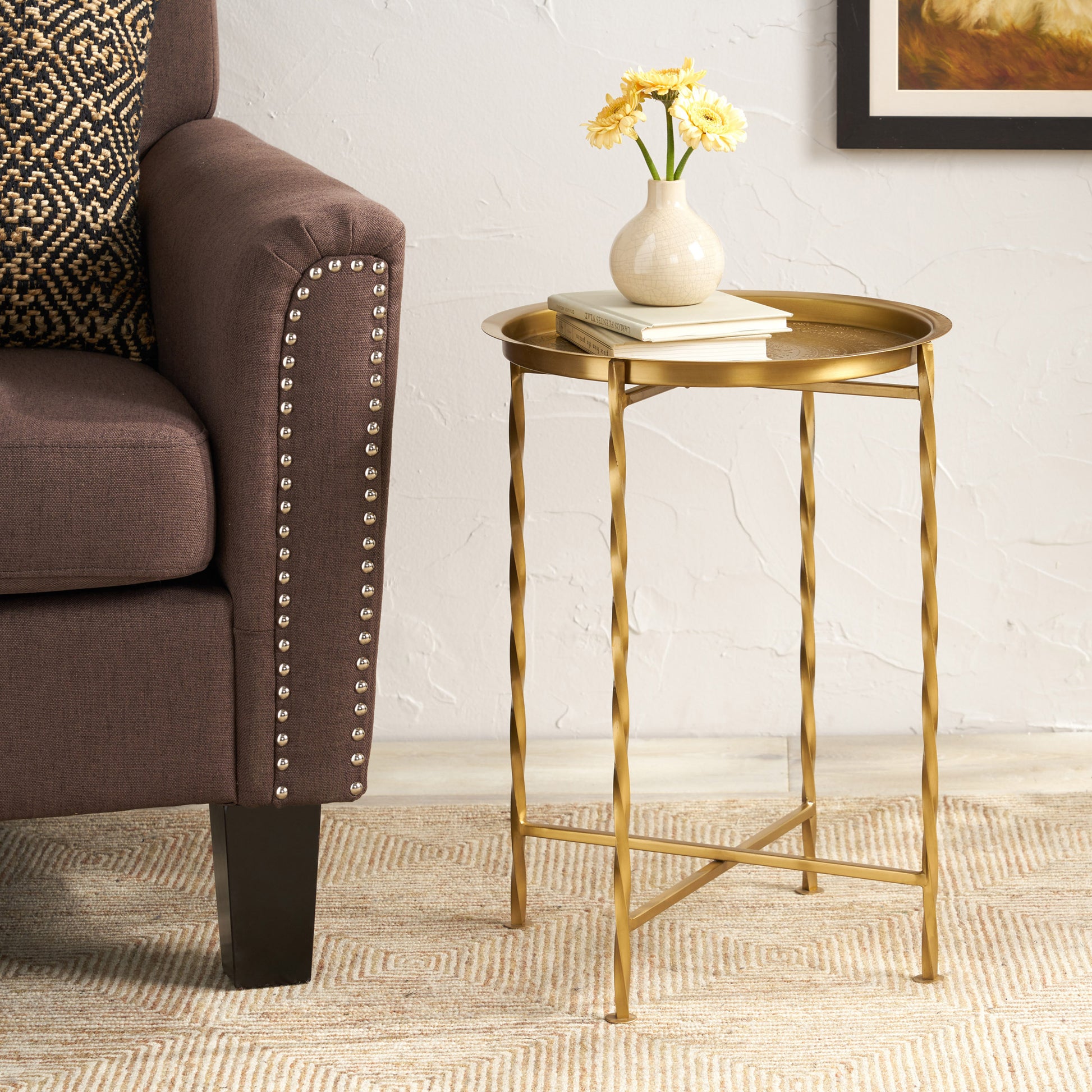 Adelina Iron Side Table, Gold