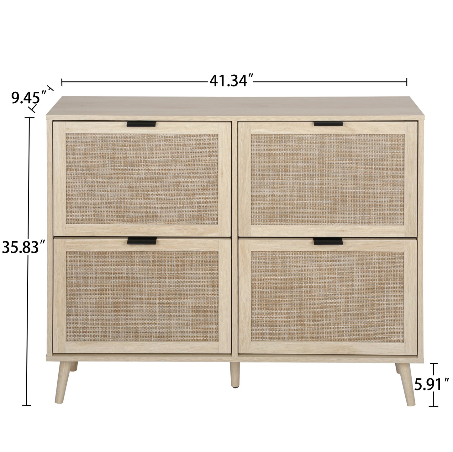 Ione Mid-Century Modern Free Standing Shoe Cabinet, Natural