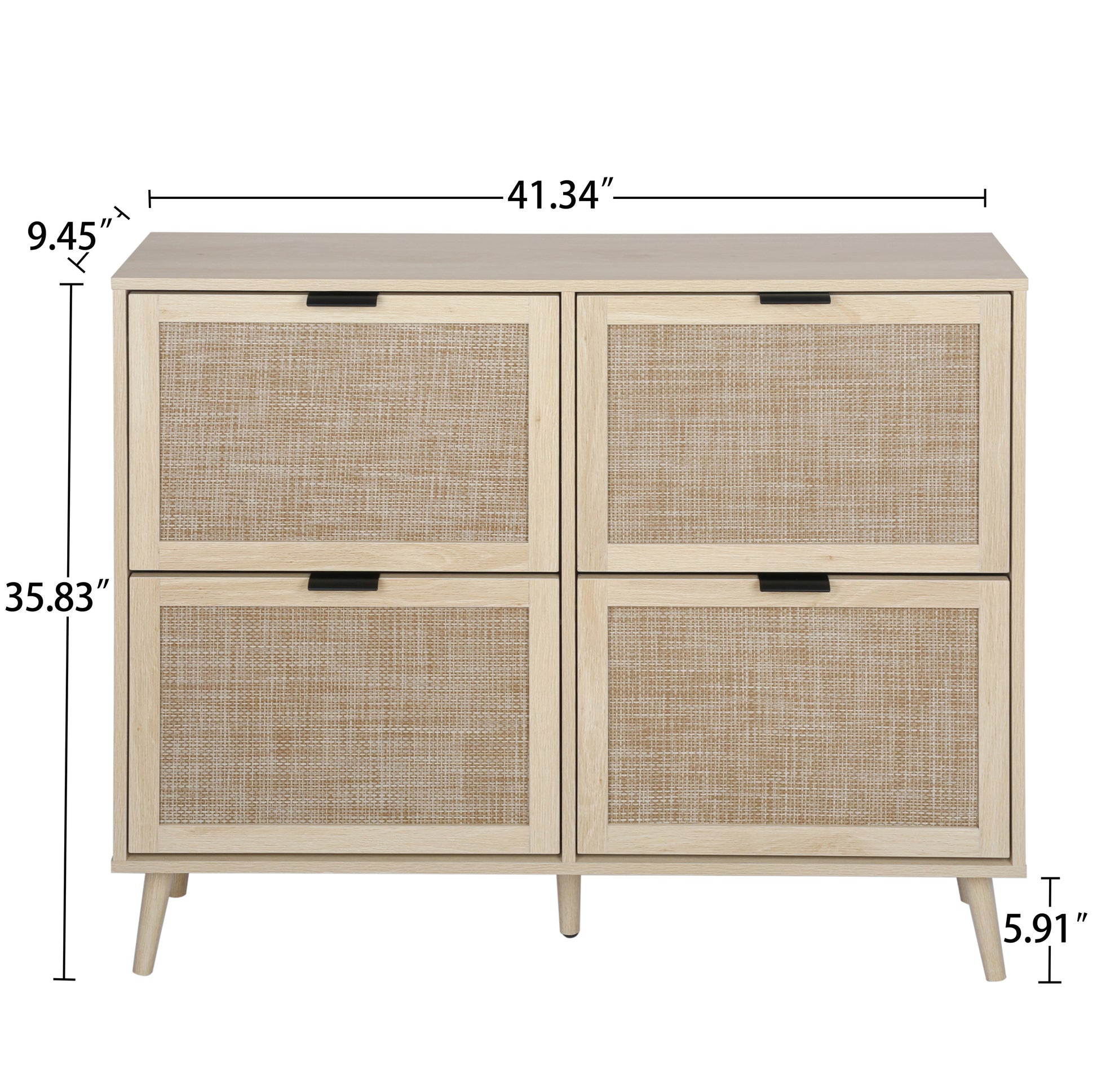 Ione Mid-Century Modern Free Standing Shoe Cabinet, Natural