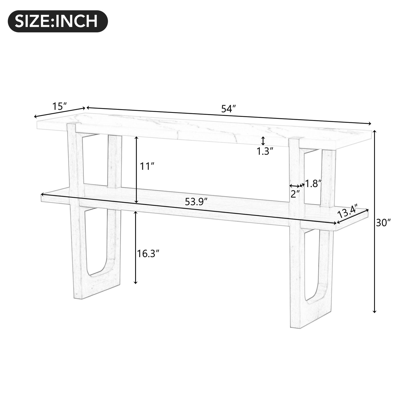 Idalia Elegant Console Table with Faux Marble Top, Gray Wash