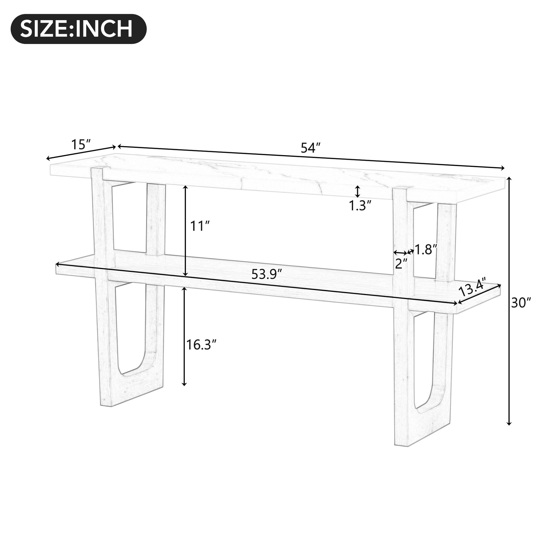 Idalia Elegant Console Table with Faux Marble Top, Gray Wash