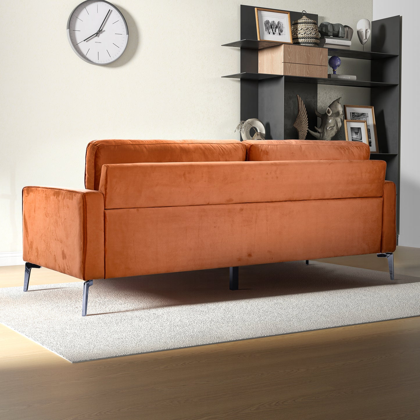 Axten Modern Orange Velvet Sofa