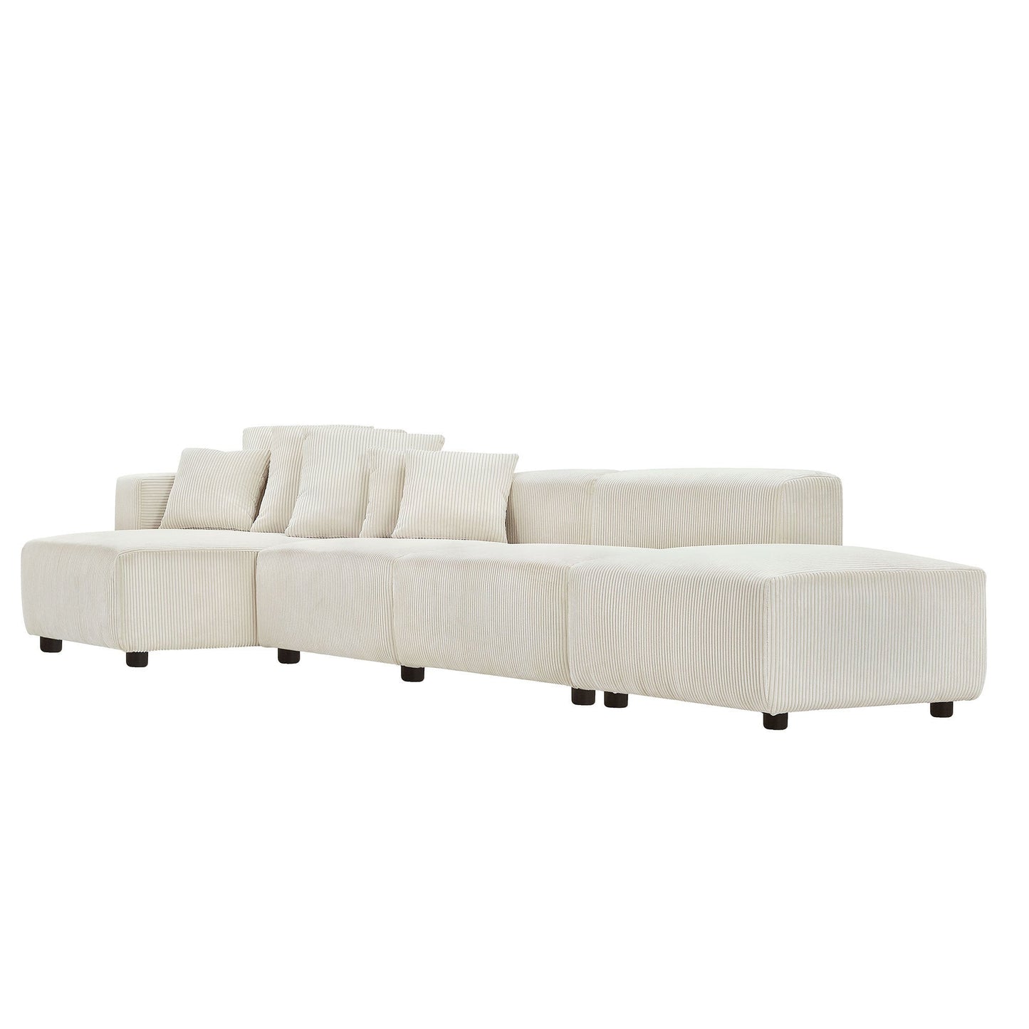 Garrick Modern Corduroy Upholstered 4-Piece Modular Sectional, Beige