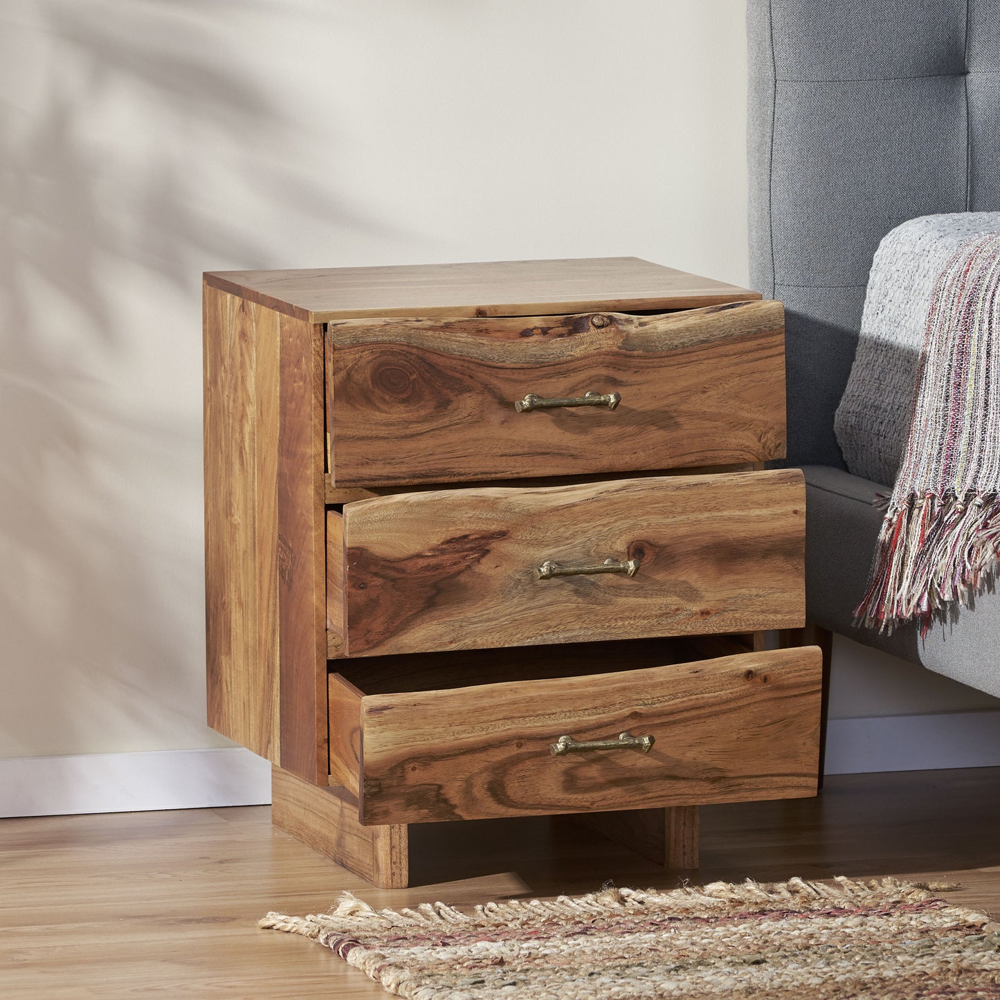 Wilma 3-Drawer BOHO Nightstand