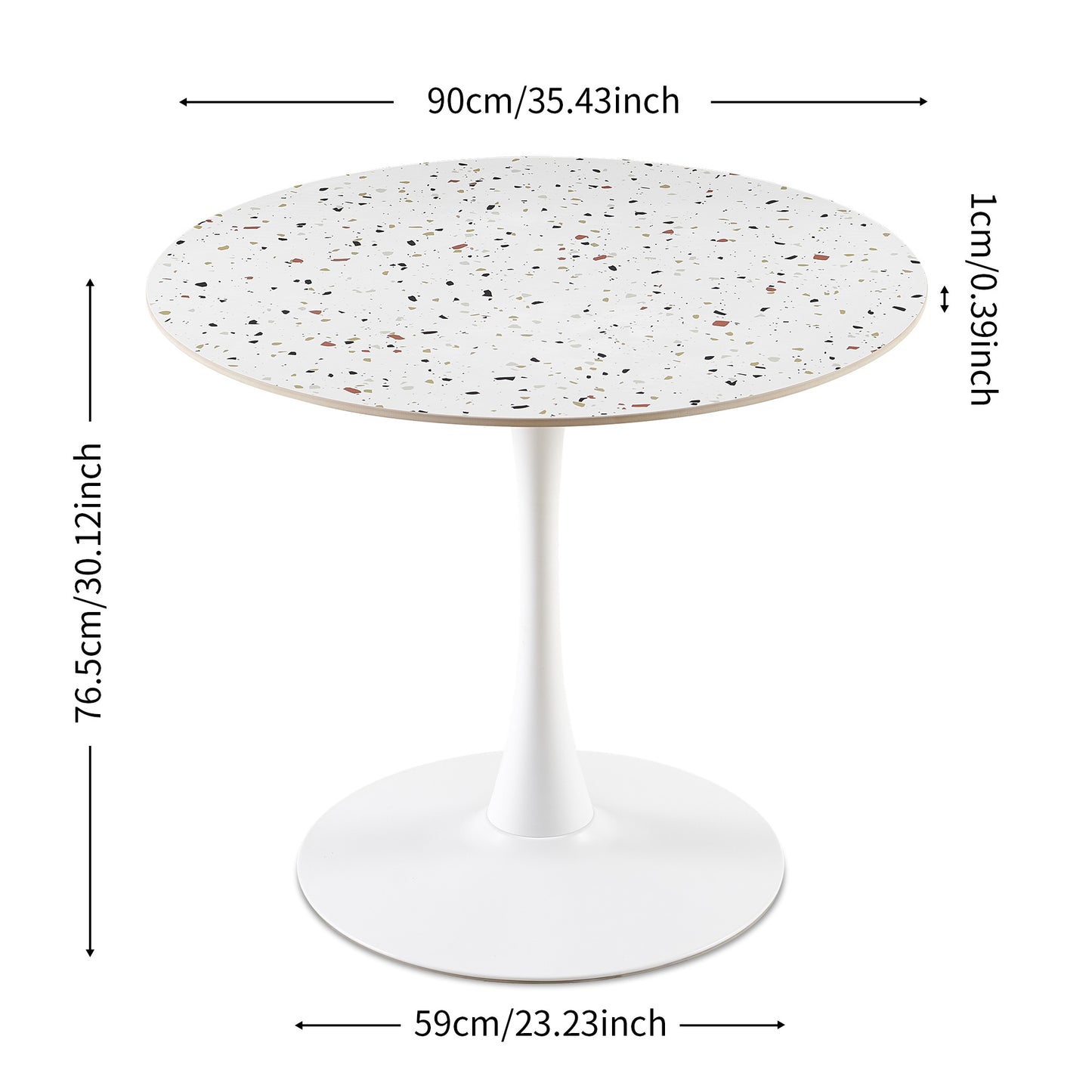 Mid-Century White Stone Round Dining Table for Dining Room