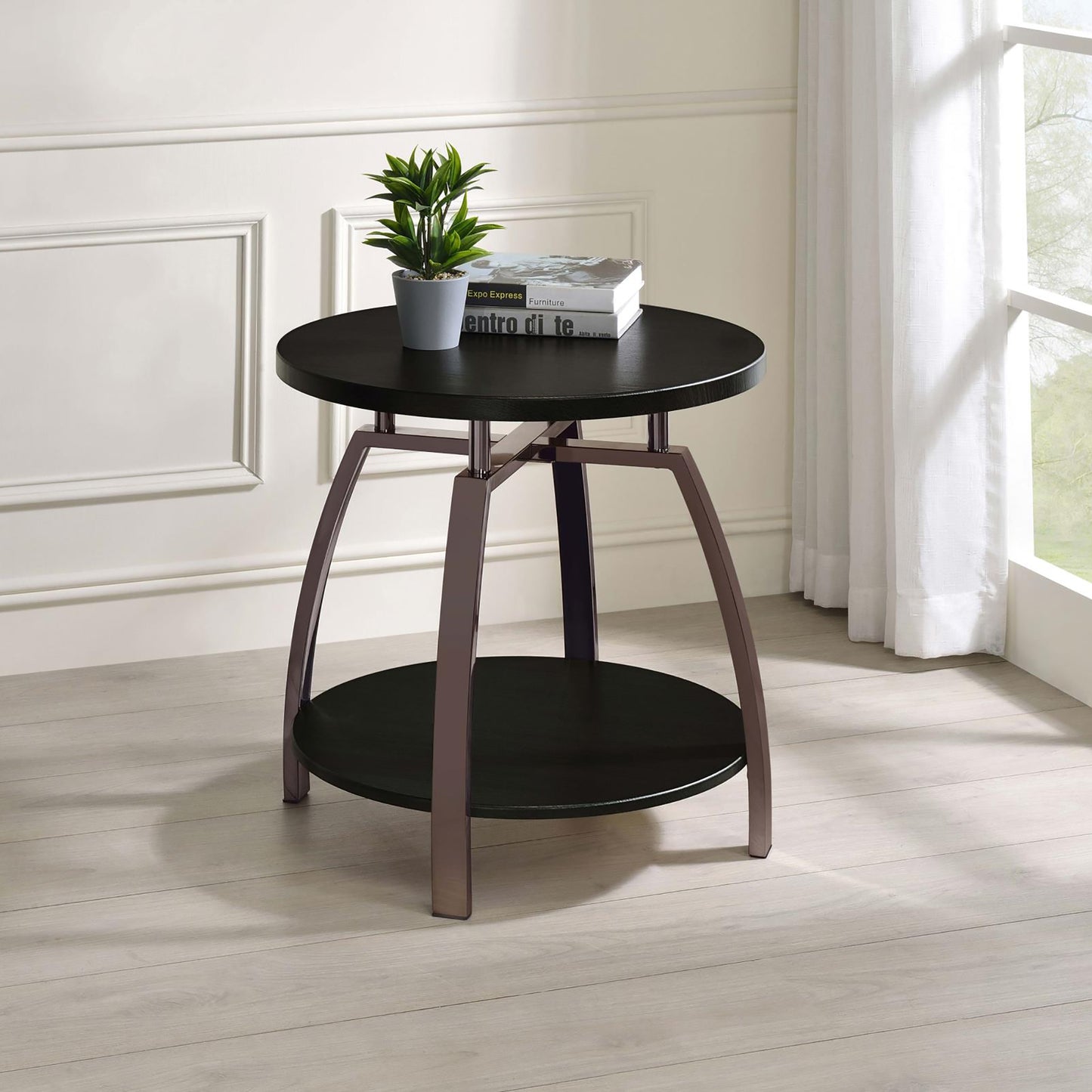 Dark Grey and Black Nickel End Table