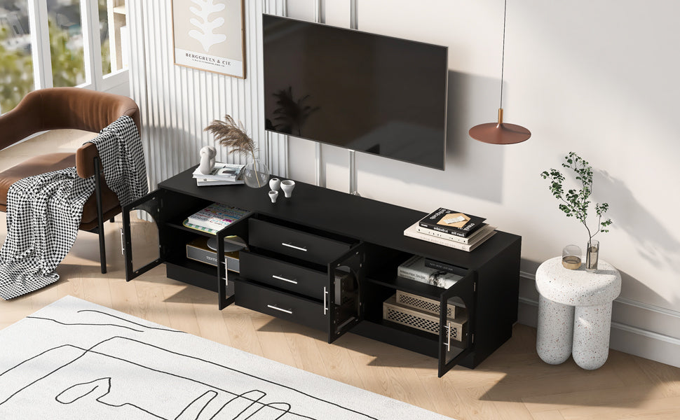 Hawthorne Modern TV Stand with Center Media Console, Black