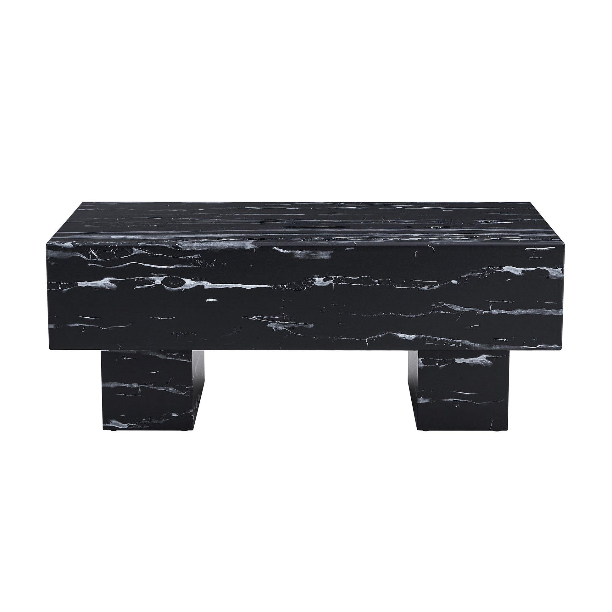 Darth Contemporary Faux Marble Coffee Table in Black & Gray