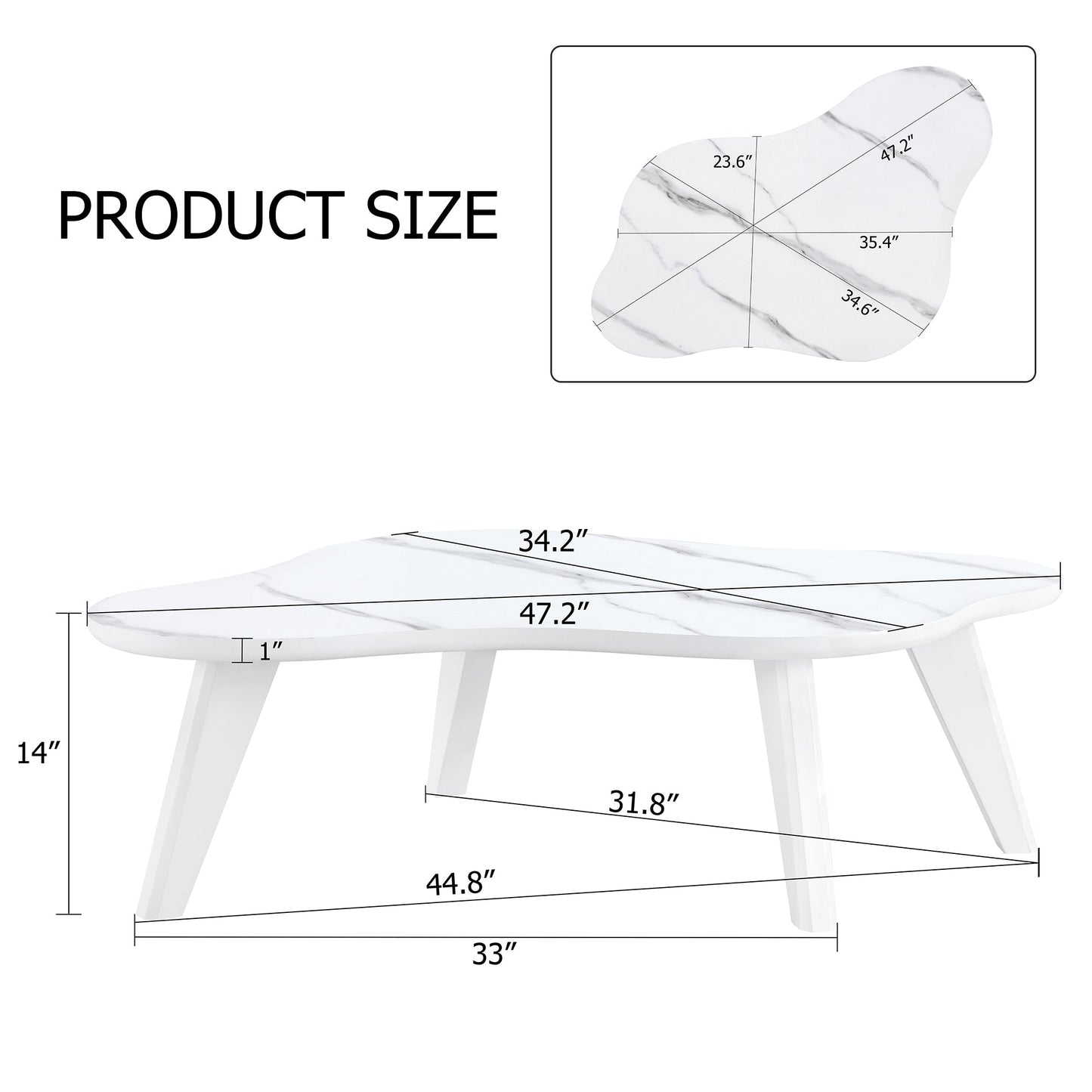 Orland Modern Minimalist Coffee Table in White