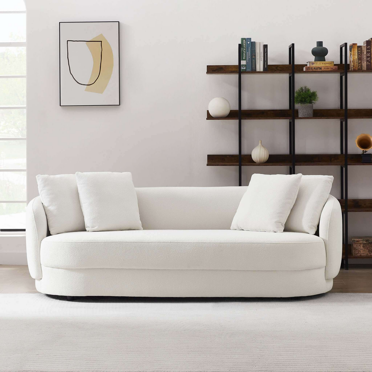 Dylan French Modern Boucle Upholstered Sofa, White