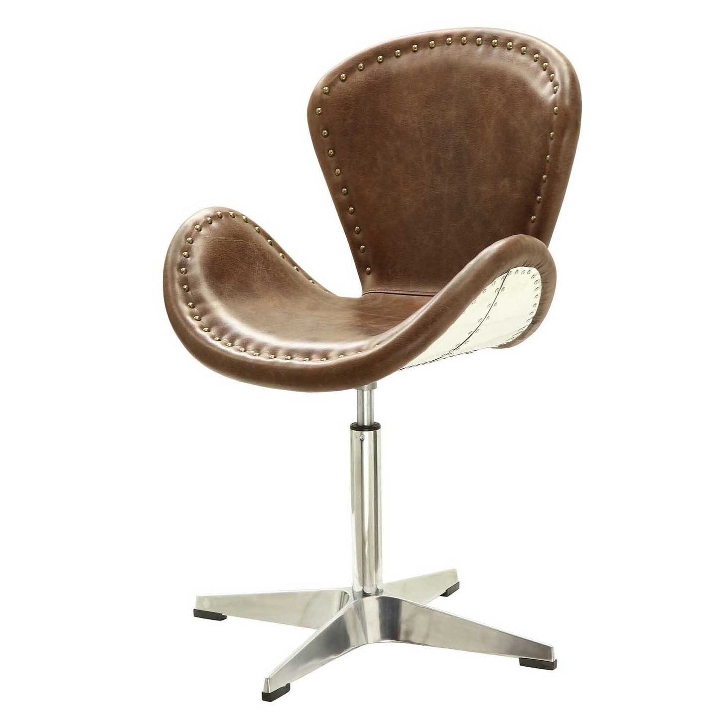 Brancaster Retro Brown and Chrome Bucket Seat Accent Chair