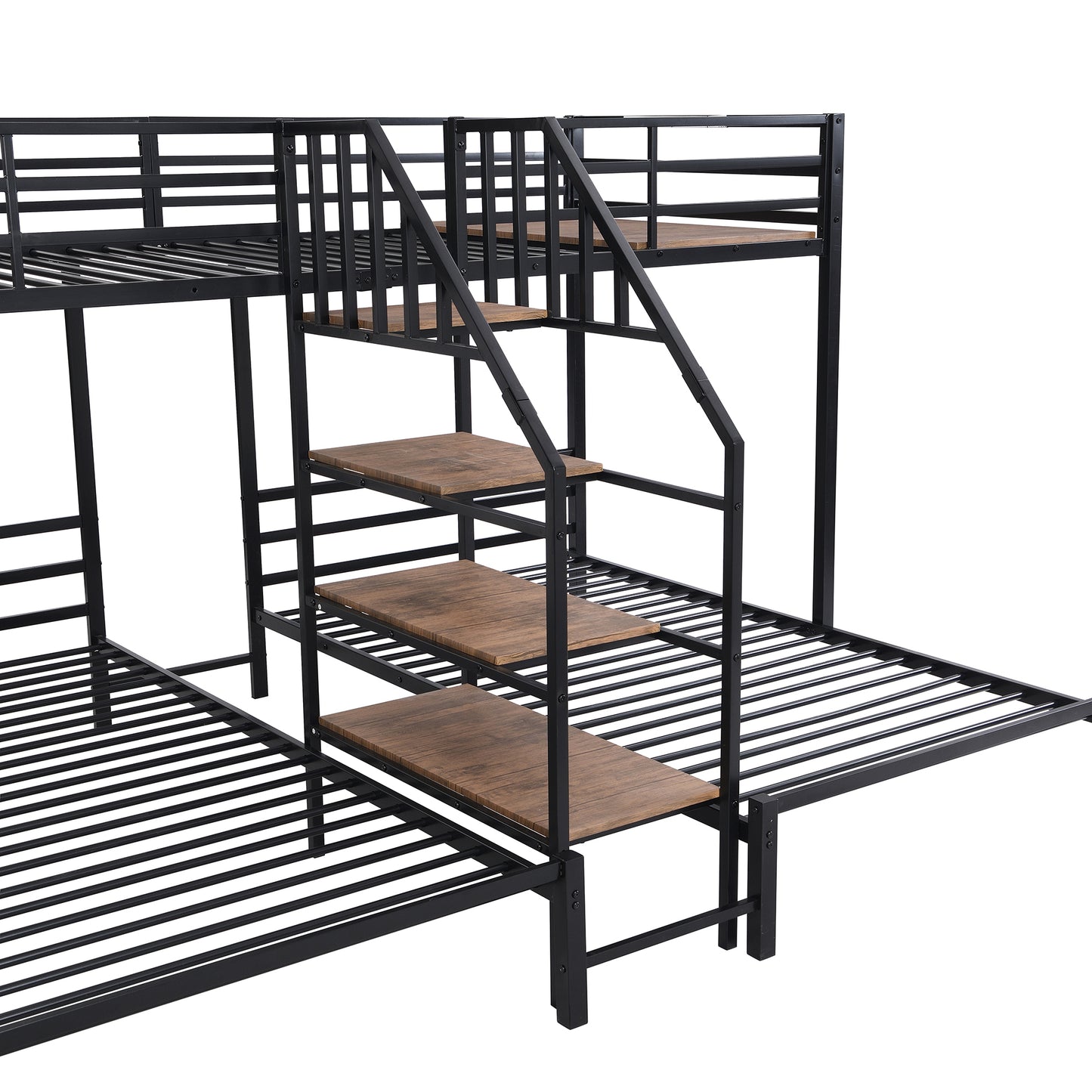 Adams Triple Metal Twin Bunk Bed, Black