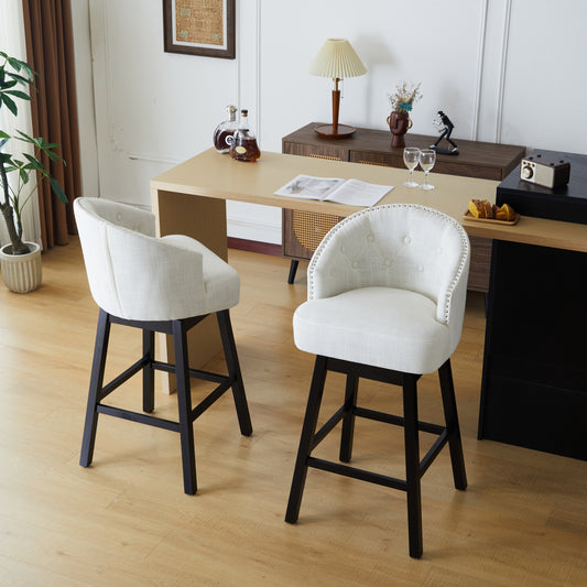 Sunniva 33.25' Swivel Bar Stools with Black Legs Set of 2 Beige