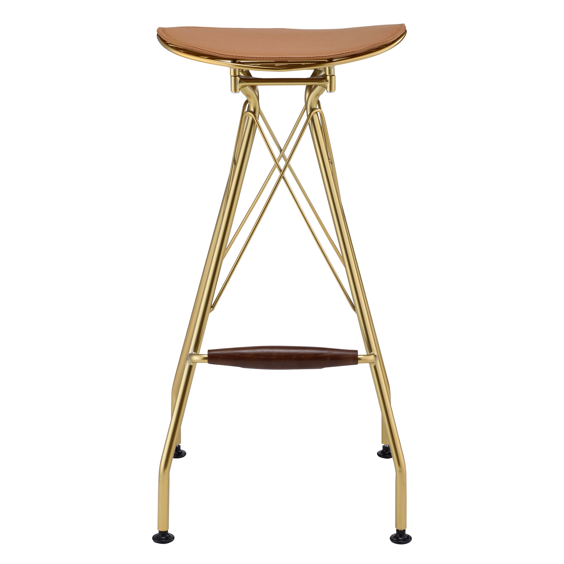 Maelis Whiskey and Gold Backless Bar Stools Set of 2