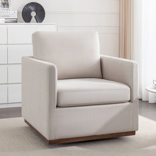 Eira Chic Beige Mid-Century Modern Swivel Accent Chair