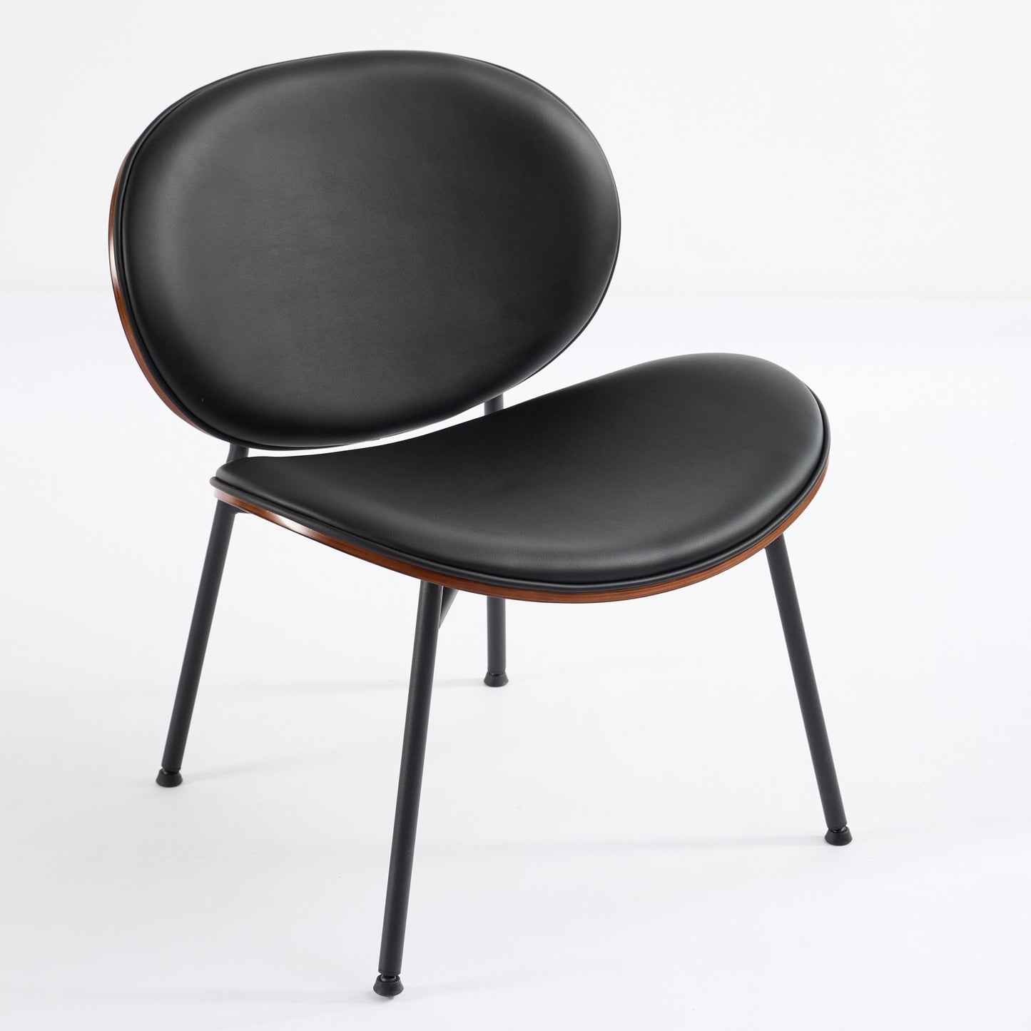 Weston Mid-Century Modern Shell Chair Side Chair, Black & Walnut