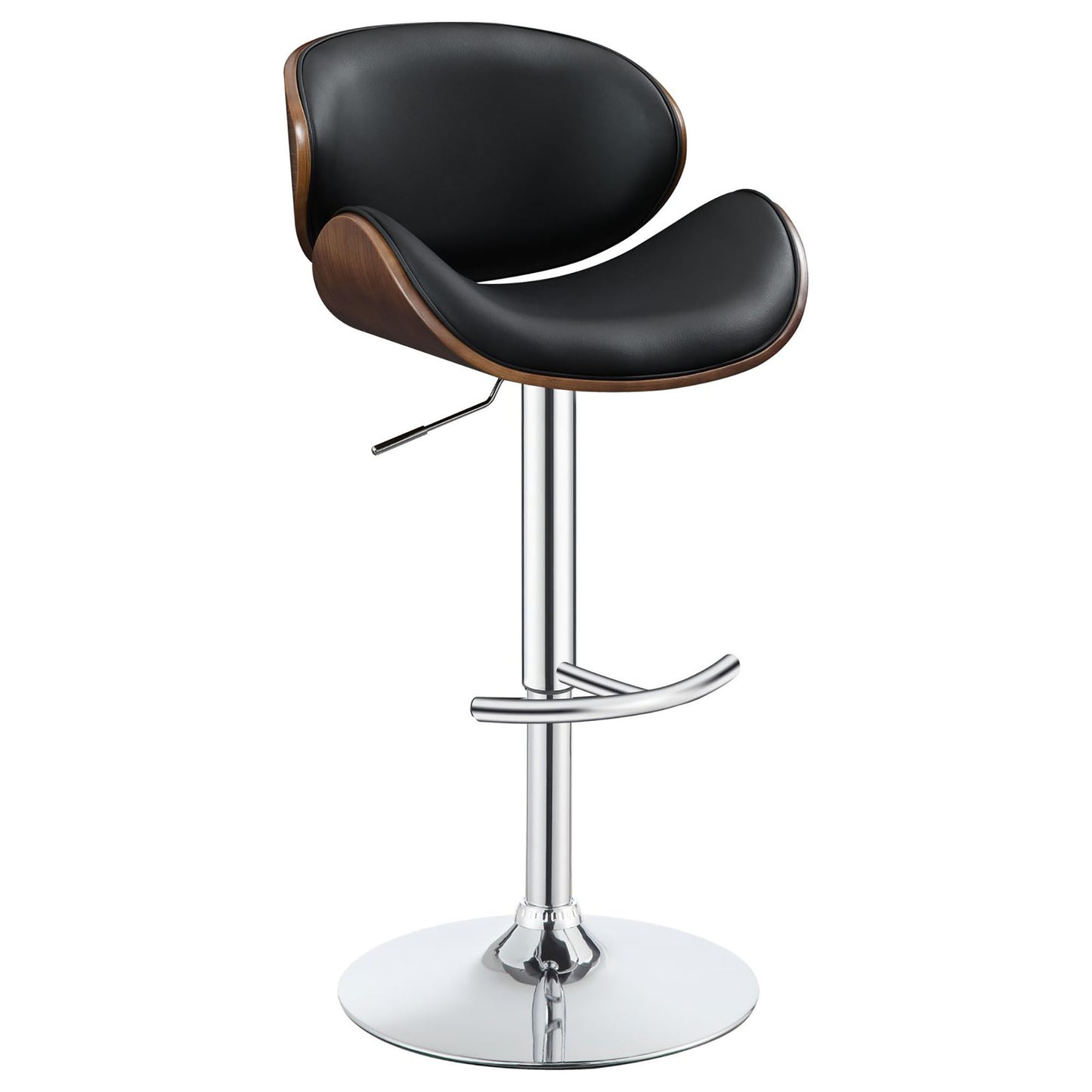 Zuleika Black and Chrome Adjustable Bar Stool Set of 1