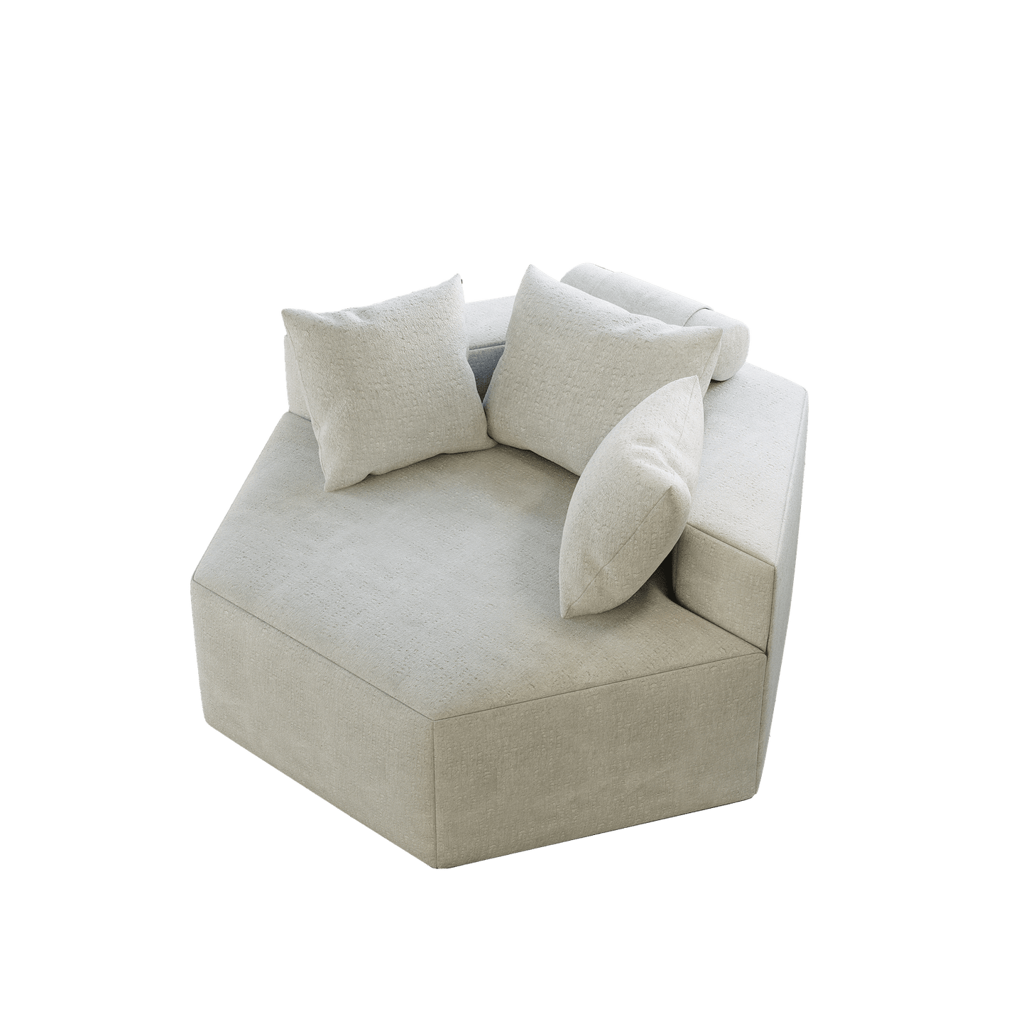 Versatile Comfort: 54'' Chenille Sponge Fluffy Beige Modern Sleeper Chair