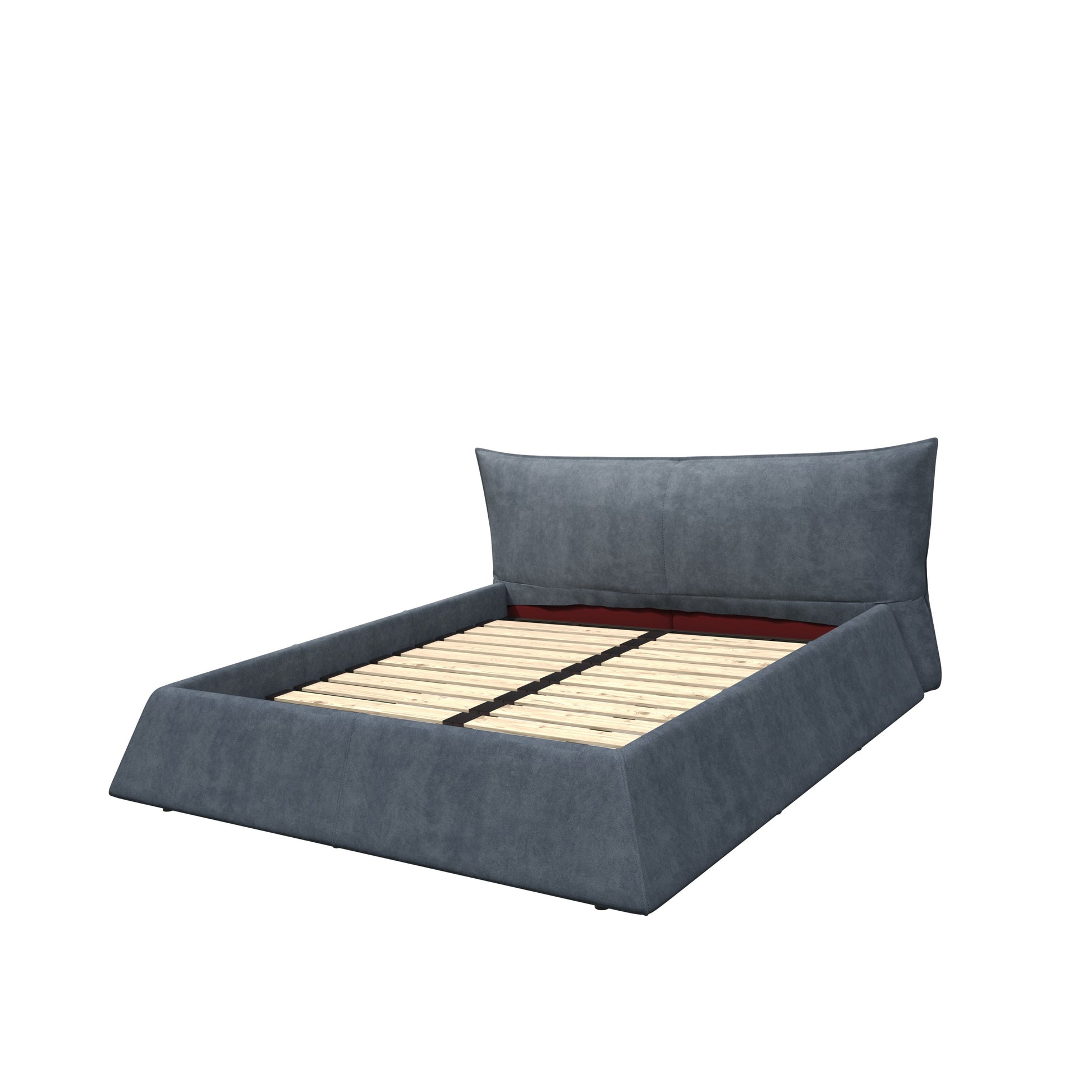 Zephyra Modern Velvet King Size Platform Bed in Gray