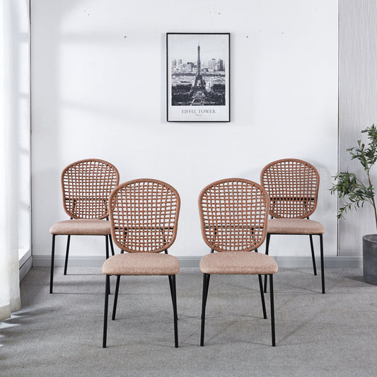 Persis Sennit Chairs with Black Legs Set of 4 Orange