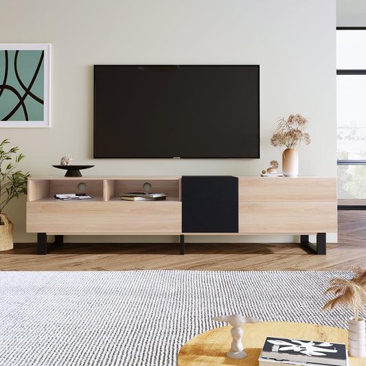 Brielle Modern 80" Double Door TV Console, Natural