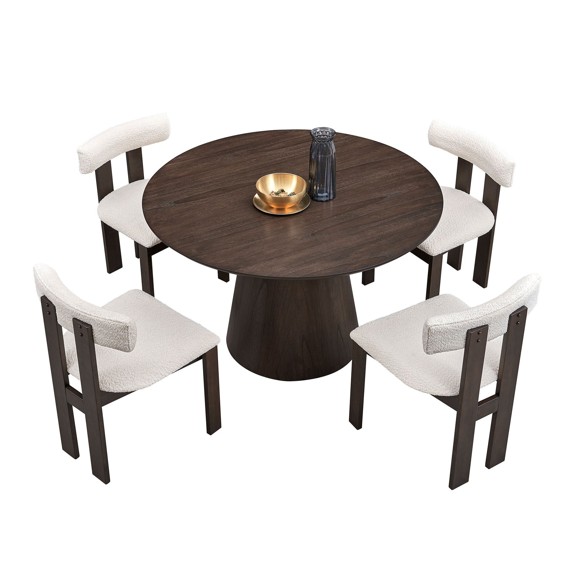 Bernadette 47.24'' Round Mid-Century Modern Dining Table, Dark Brown