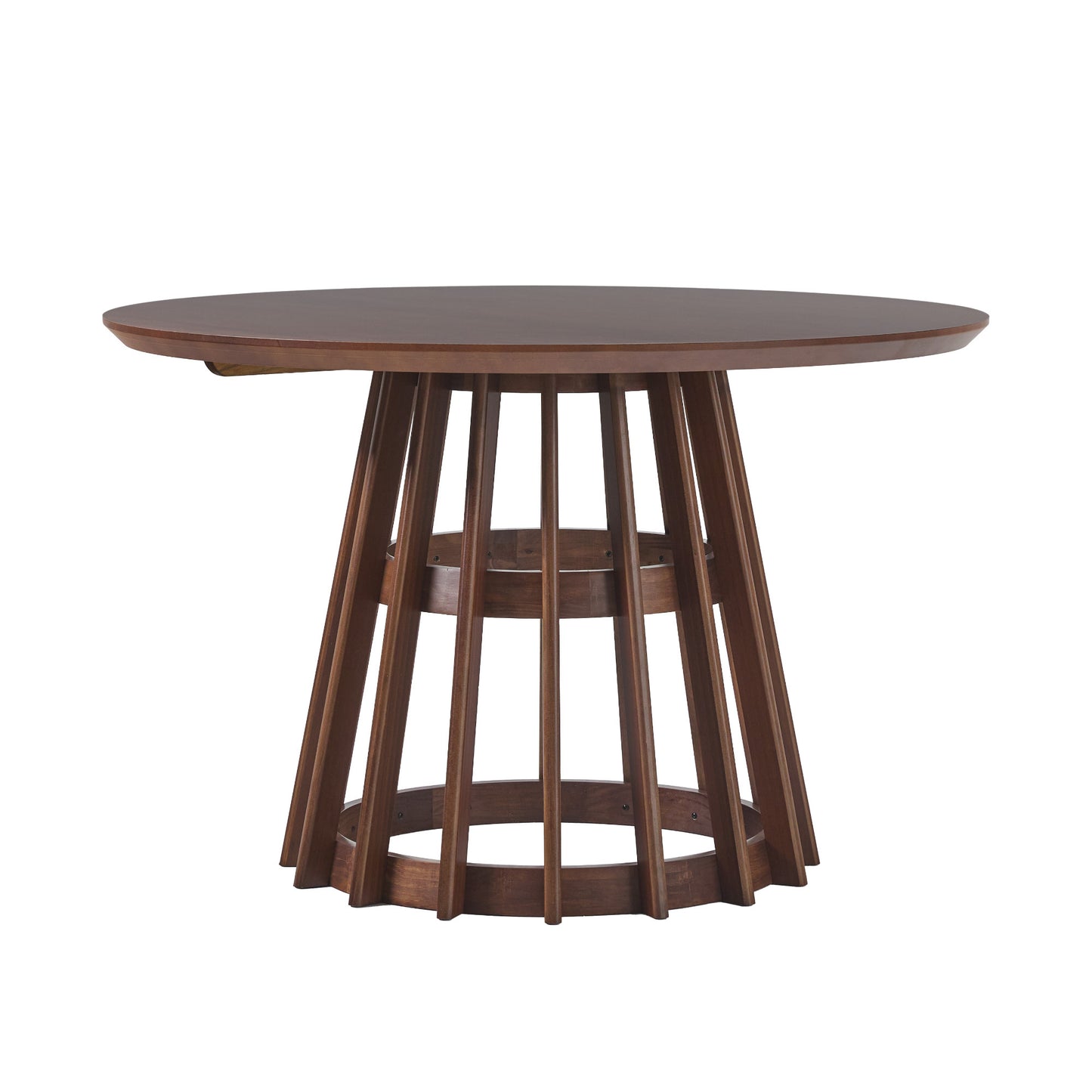 Francine Modern 48" Round Solid Wood Dining Table with Pedestal Base, Brown