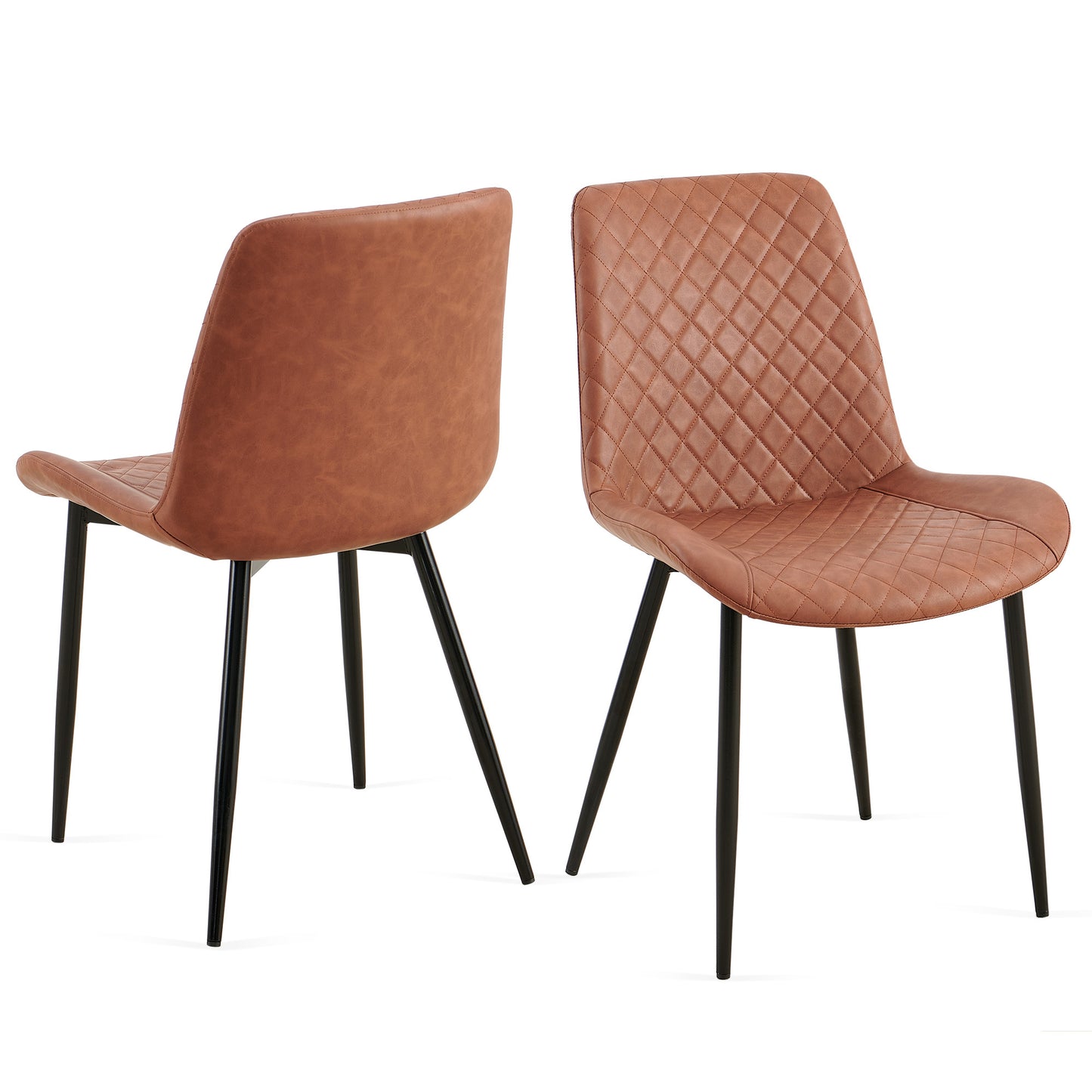 Taryn Mid-Century Modern PU Leather Side Chairs Set of 2 Brown