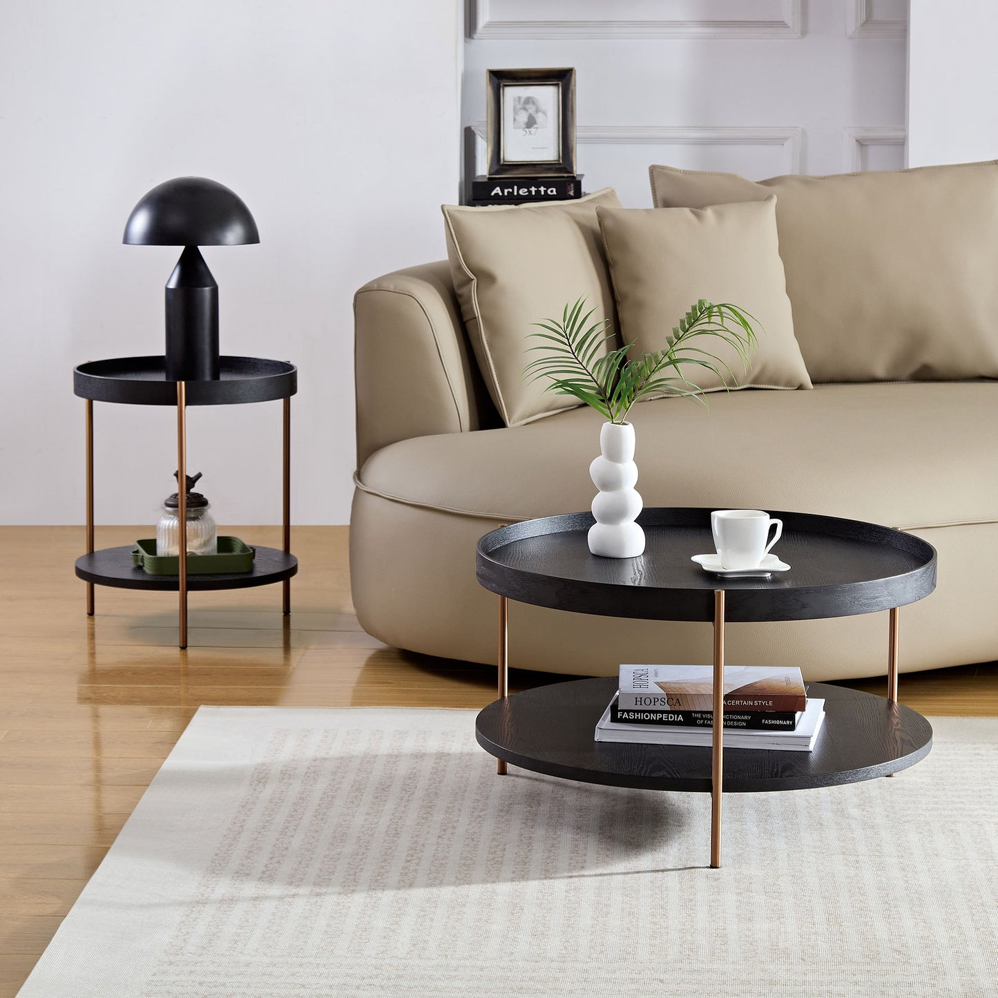 Rialta Mid-Century Modern Coffee & End Table Set, Black