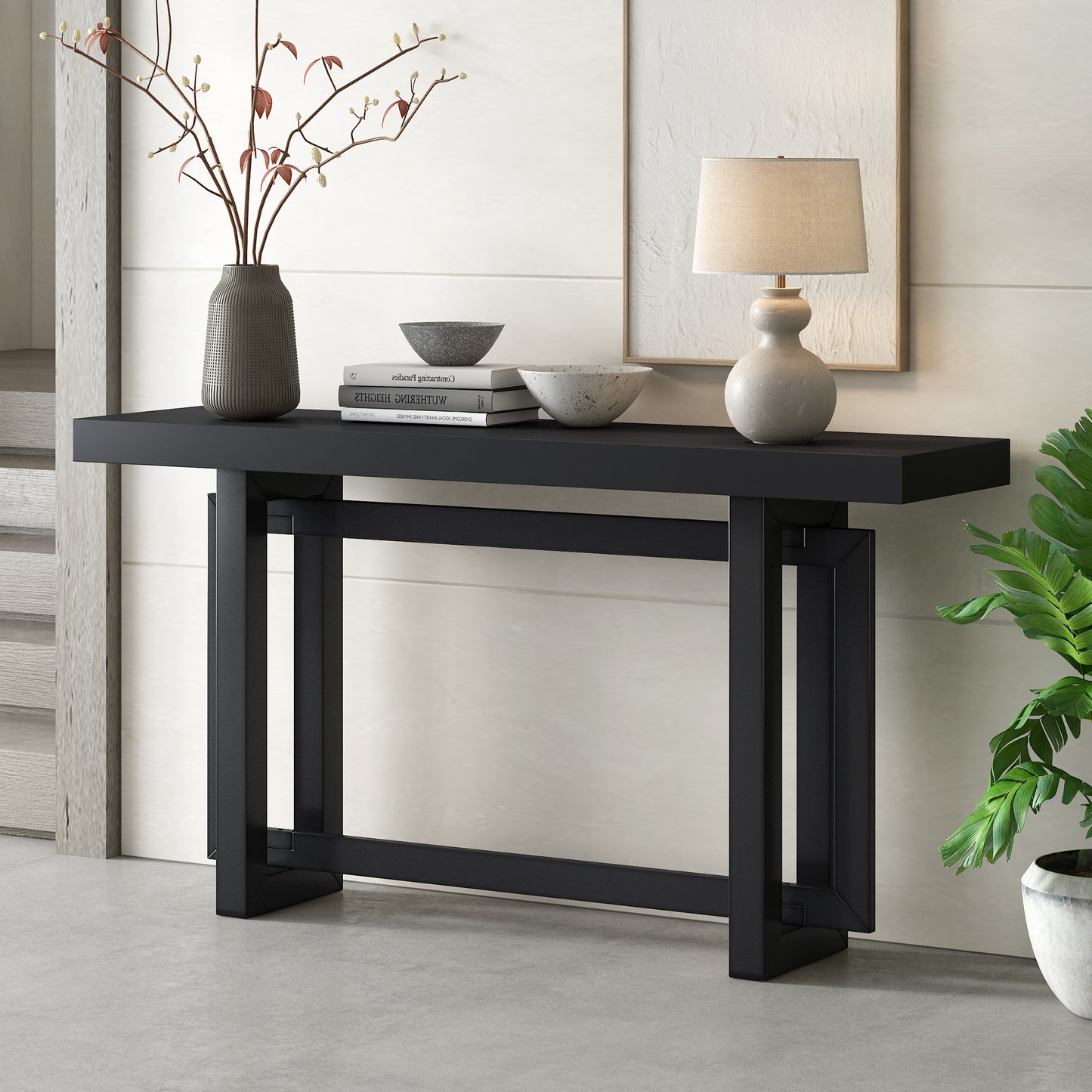 Brecker Modern Extra Long Console Table, Black