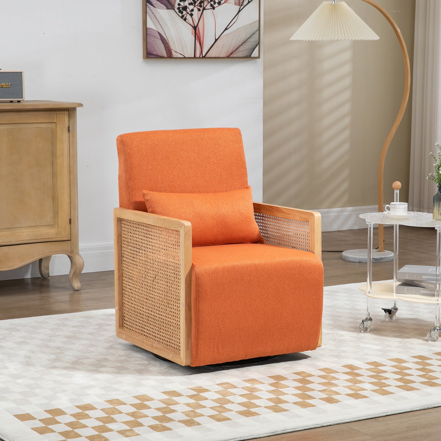 Coolmore Chic Relaxation 360° Orange Swivel Club Chair for Living Room & Bedroom