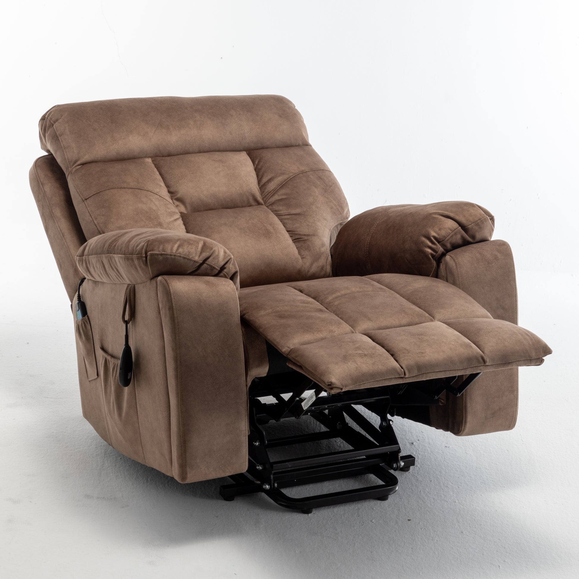 Ophira Velvet Power Lift Chair with Pocket, Antique Brown