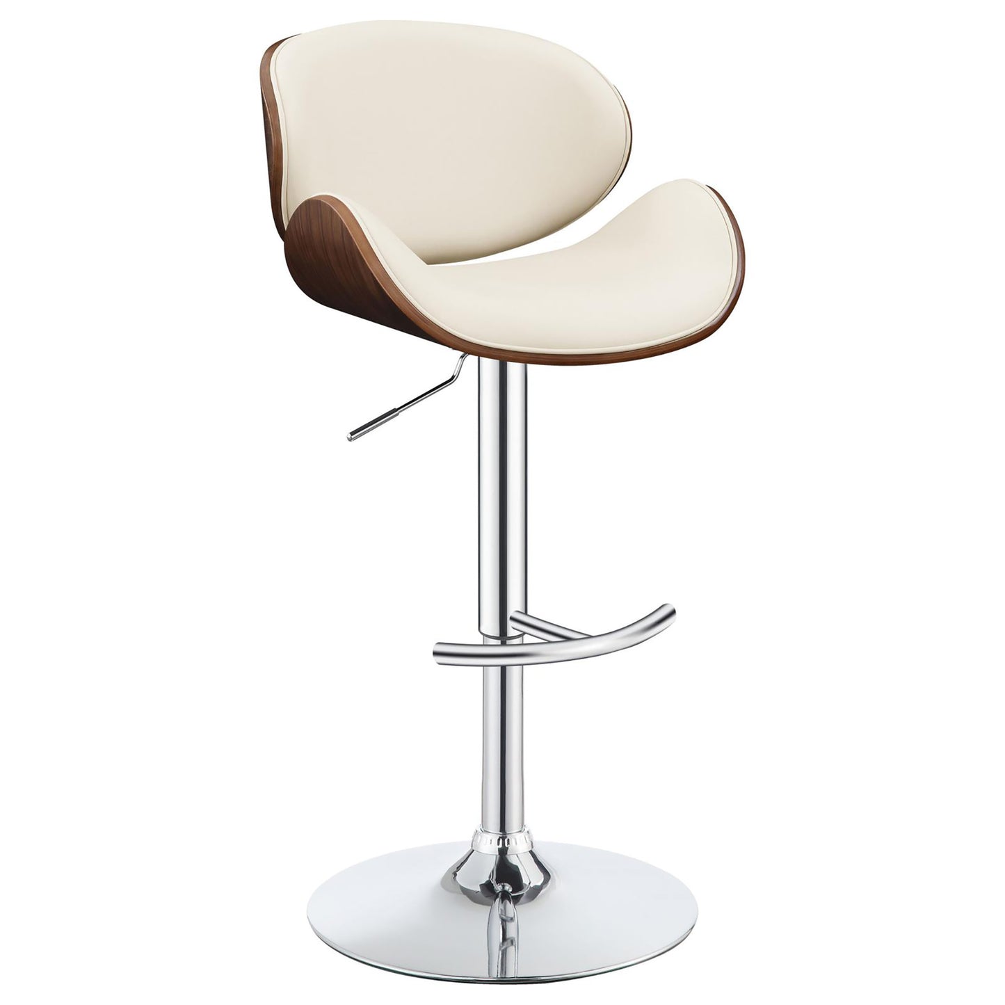 Zuleika Ecru and Chrome Adjustable Bar Stool Set of 1