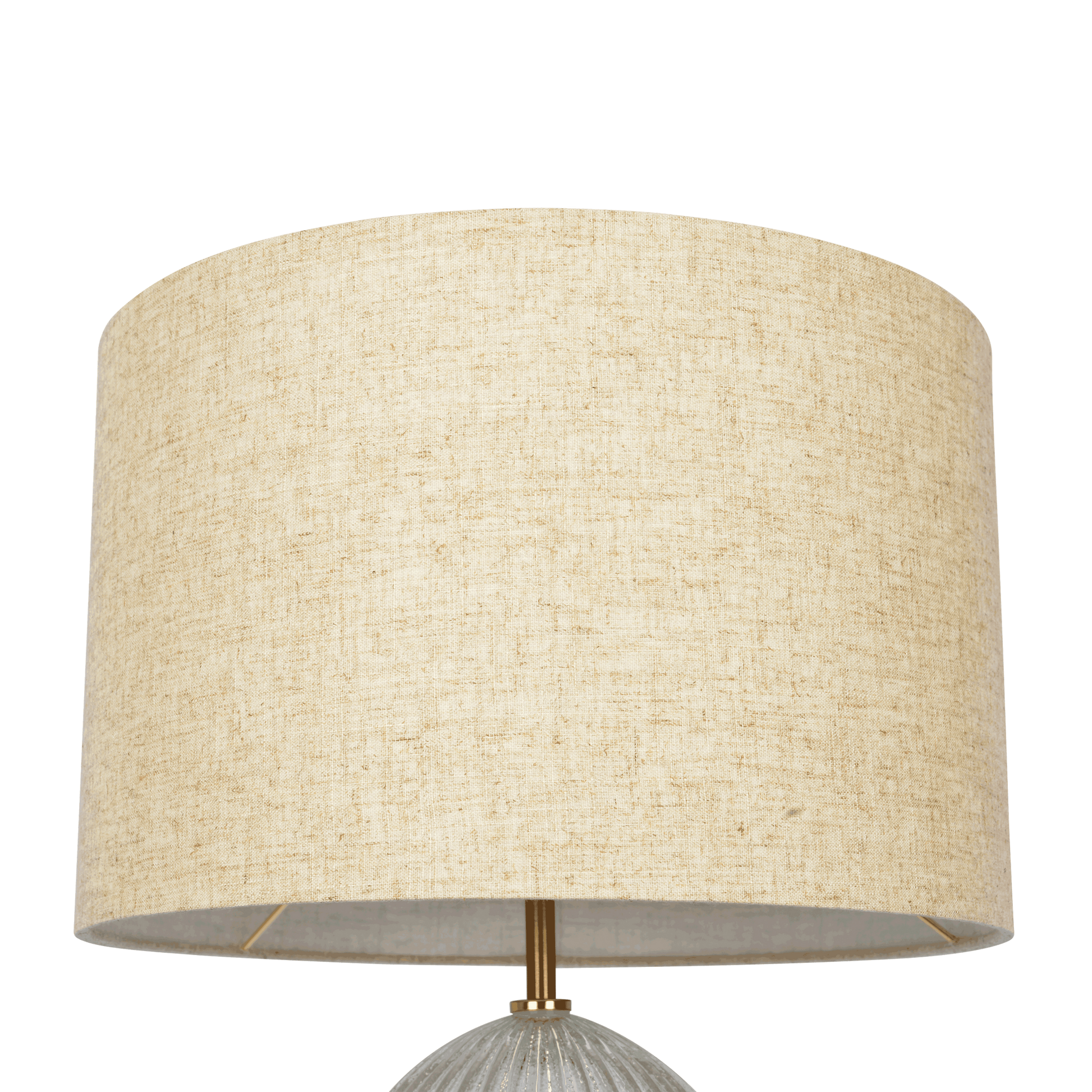 Aurora Ribbed Glass Lamp Base Clear Table Lamp Large Linen Shade